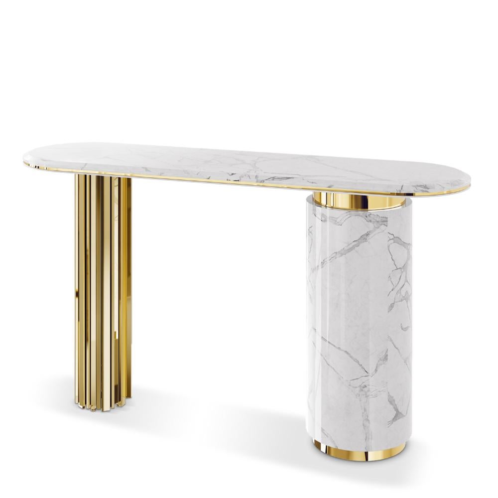 Portuguese Dune White Marble Console Table For Sale