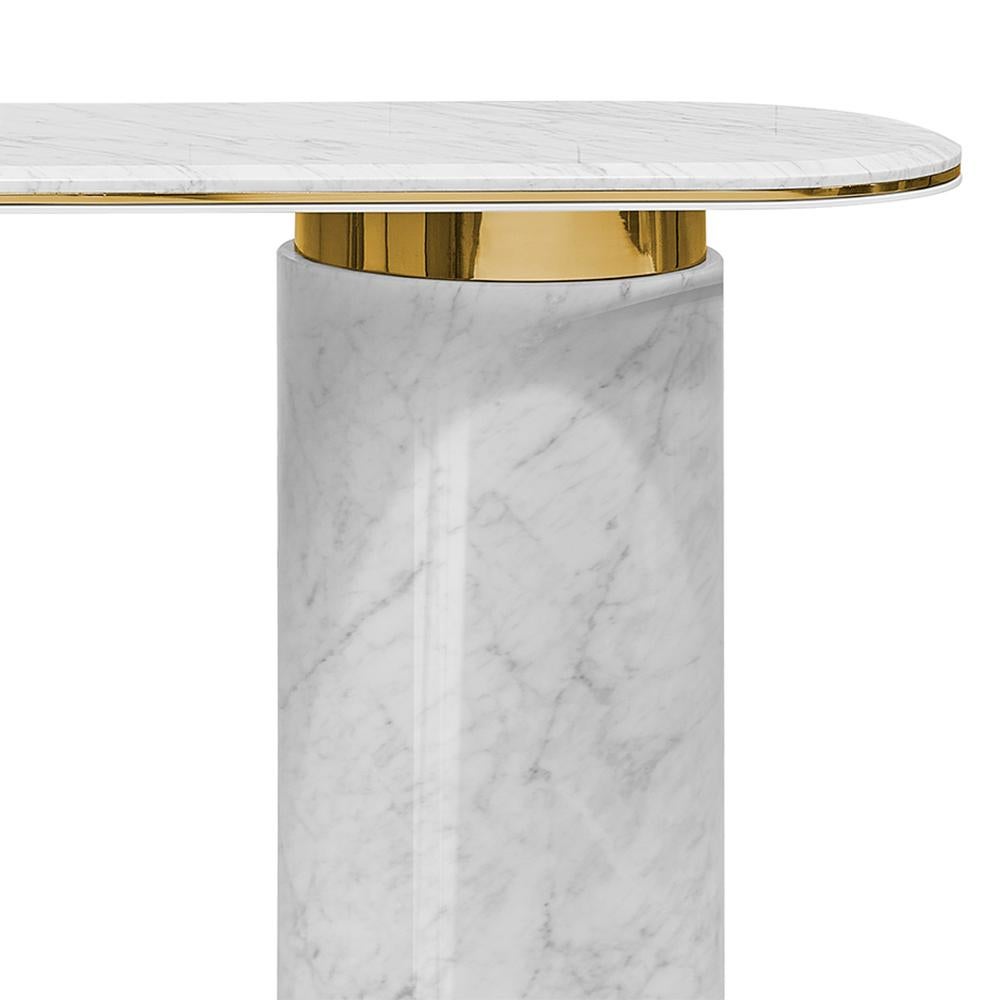 Polished Dune White Marble Console Table For Sale
