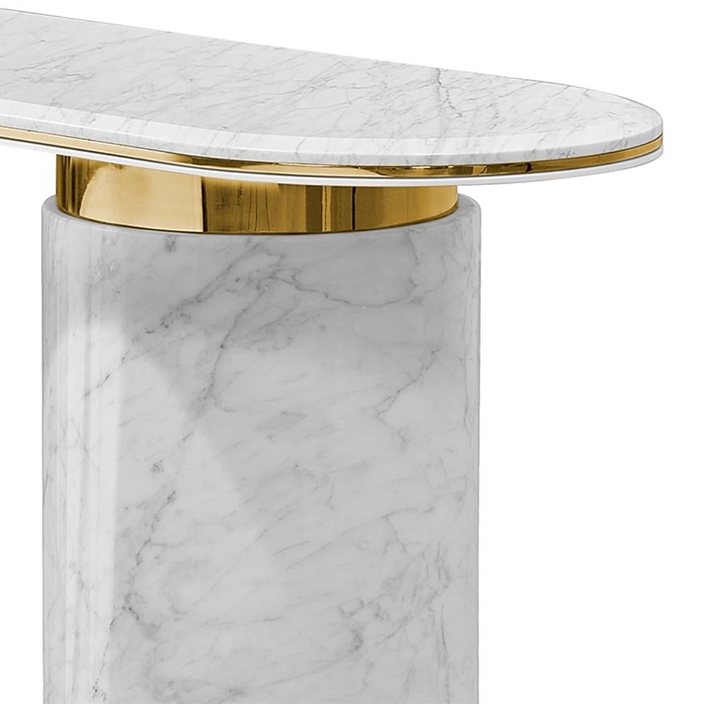 Contemporary Dune White Marble Console Table For Sale