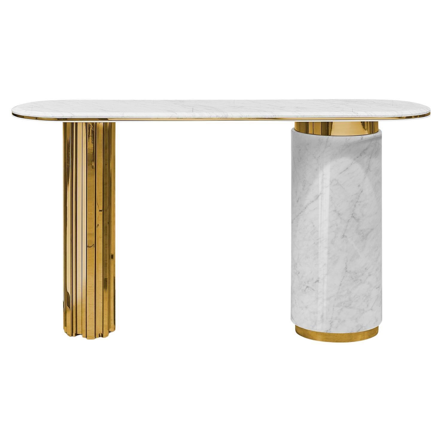 Dune White Marble Console Table For Sale