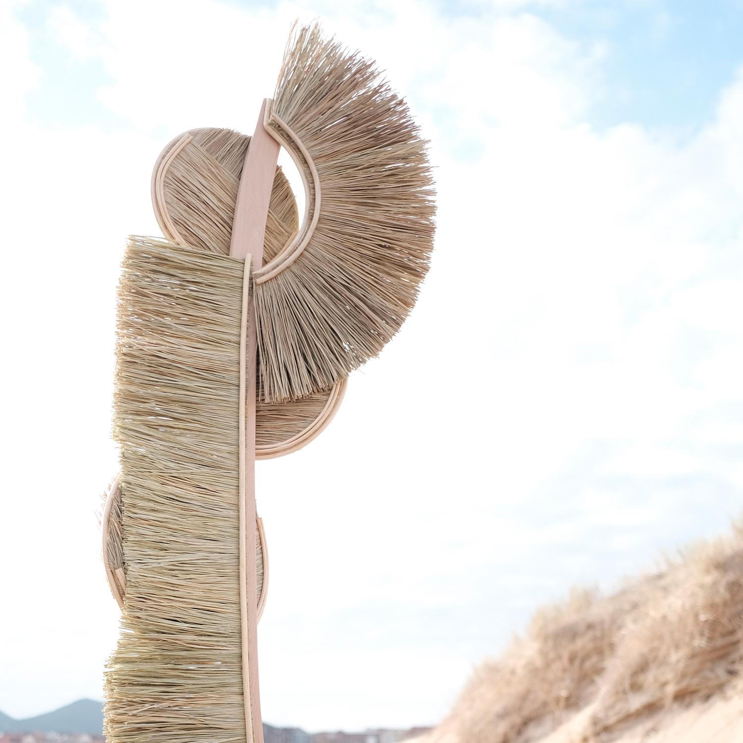 Hand-Crafted Dunes - Natural Modern Abstract Big Size Sculpture, golden color