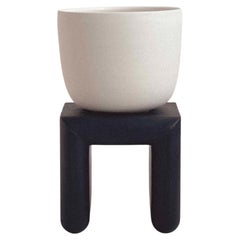 Dunes Collection Supported Ceramic Vessel with Charred Black Maple Base, Small
