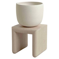 Dunes Collection Supported Ceramic Vessel with Natural Maple Base - Medium