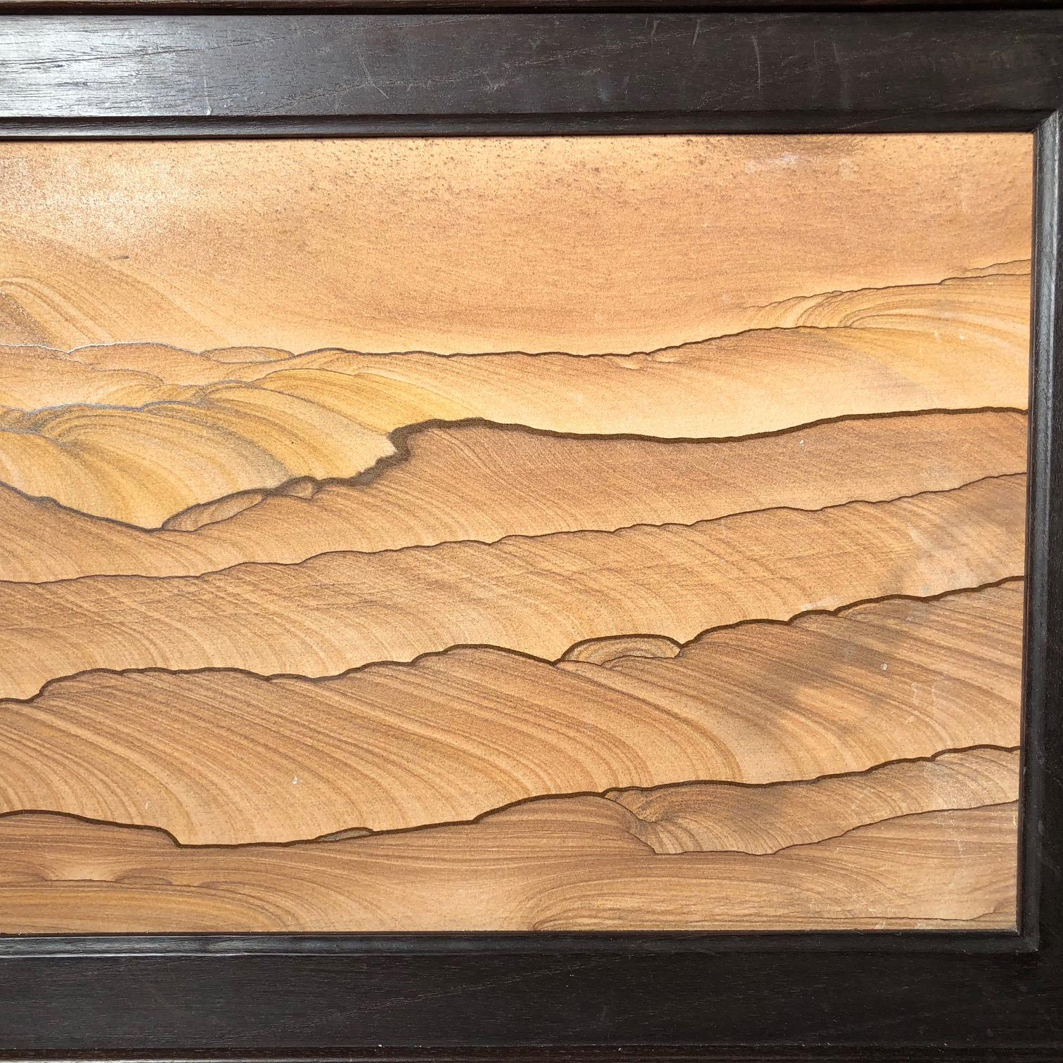 Hand-Carved Dunes Galore Extraordinary Natural Stone Painting, One-of-a- Kind