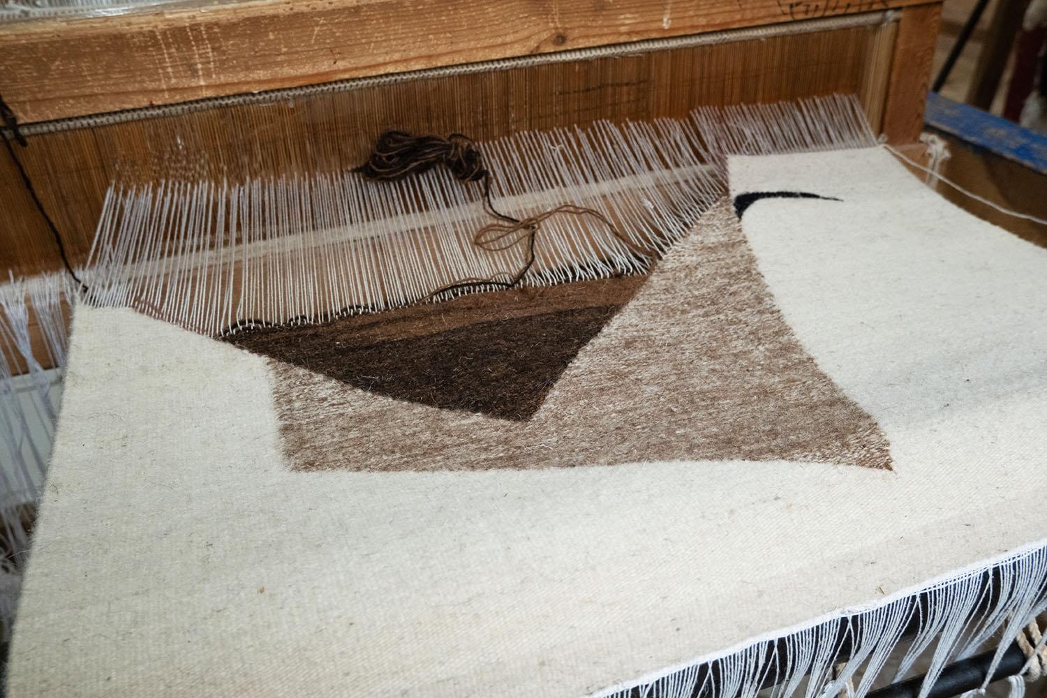 Organic Modern Dunes wool flatweave handmade wool wall-hanging For Sale