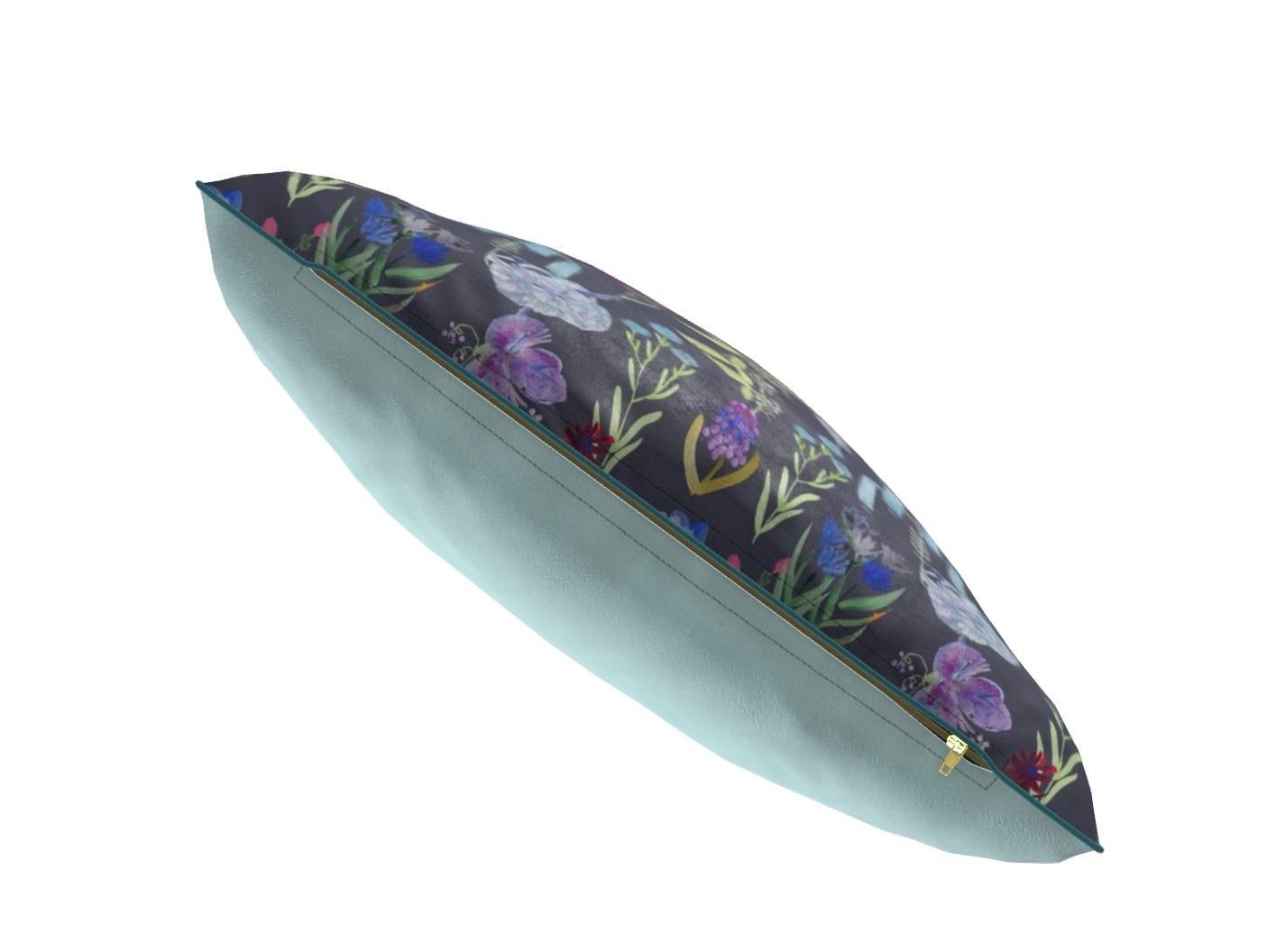 Moderne Oreiller en velours aquarelle Dunham Ocean en vente