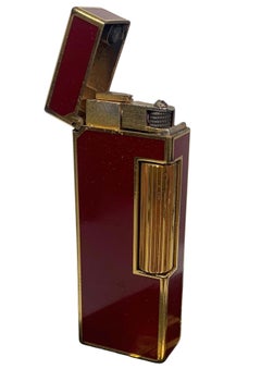 Dunhill 18 Carat Gold Plated Red Lacquered Rollagas Classic Cigarette Lighter