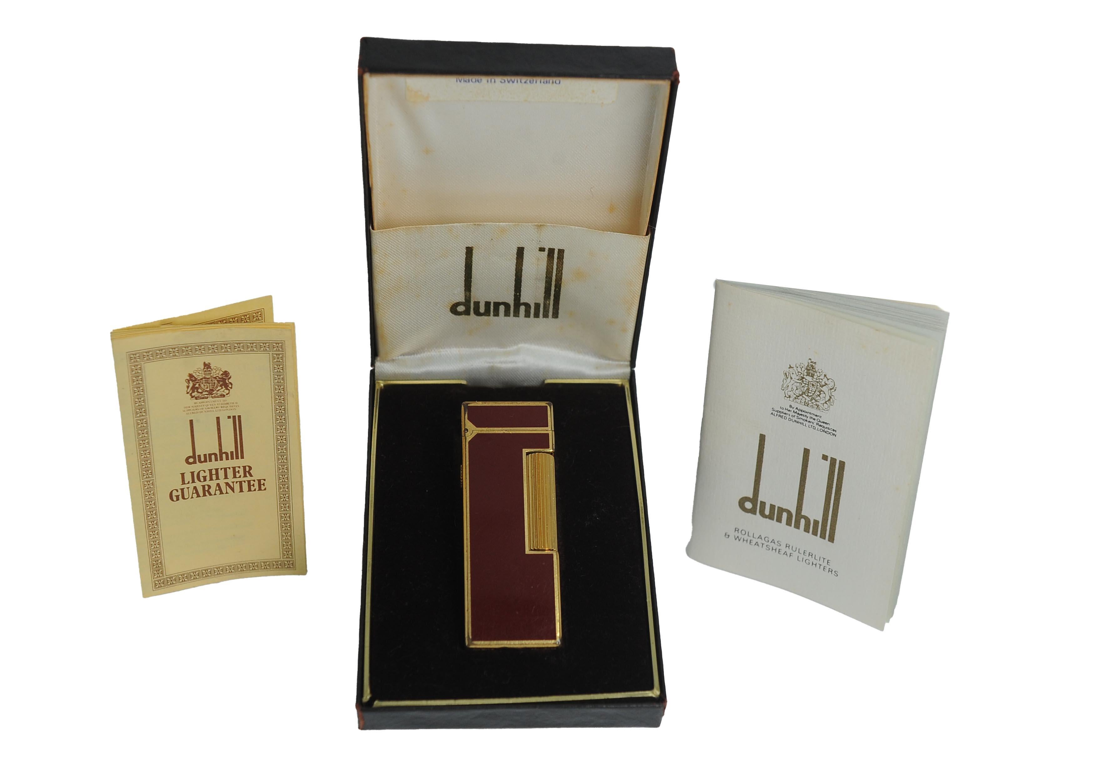 Svizzero Accendino classico Rollagas di Dunhill placcato oro rosso a 18 carati in vendita