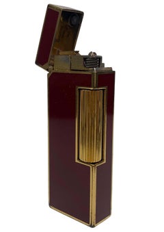 Dunhill 18 Carat Gold Plated Red Lacquered Rollagas Classic Cigarette Lighter
