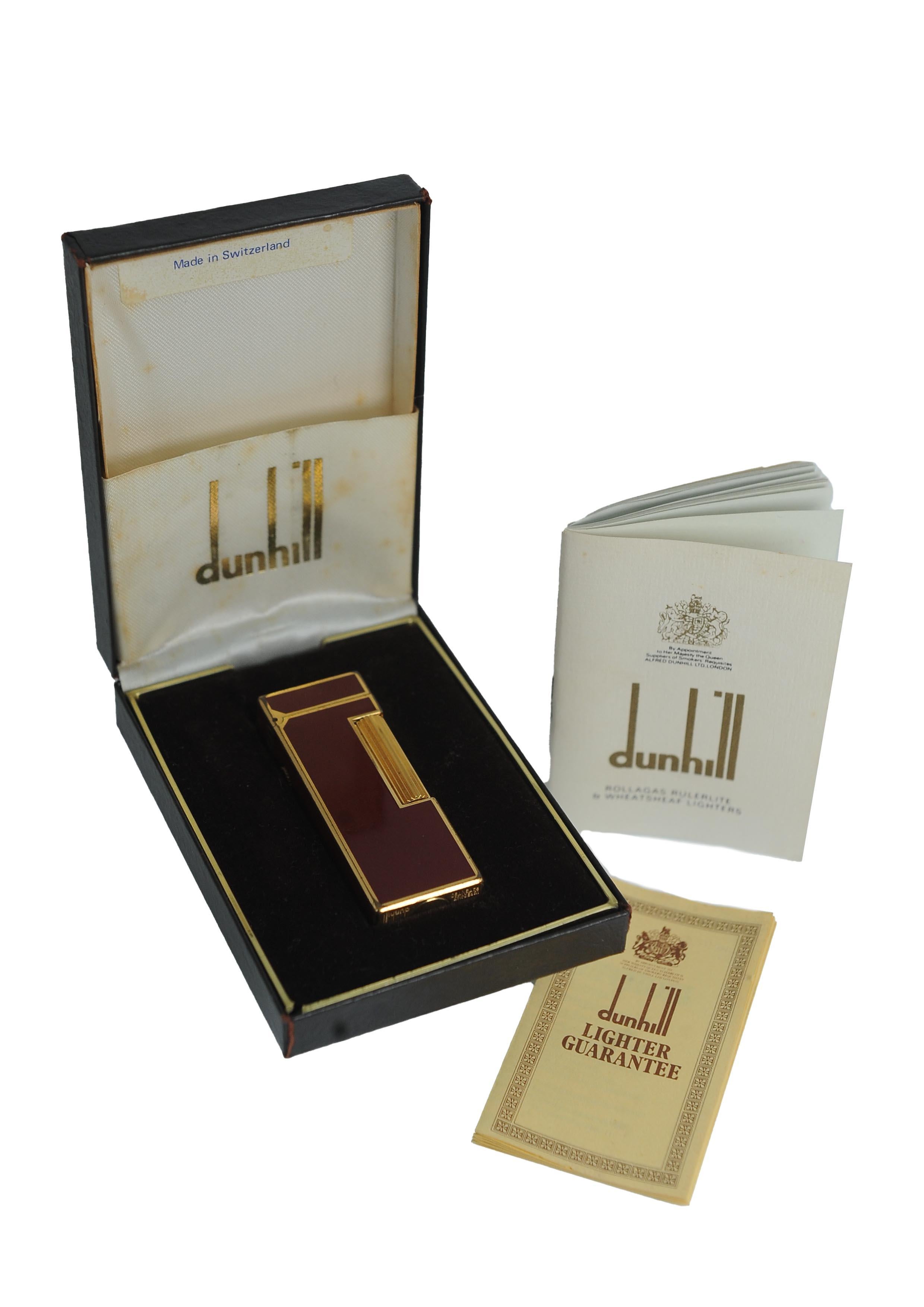 Accendino classico Rollagas di Dunhill placcato oro rosso a 18 carati In condizioni buone in vendita a Reading, Berkshire