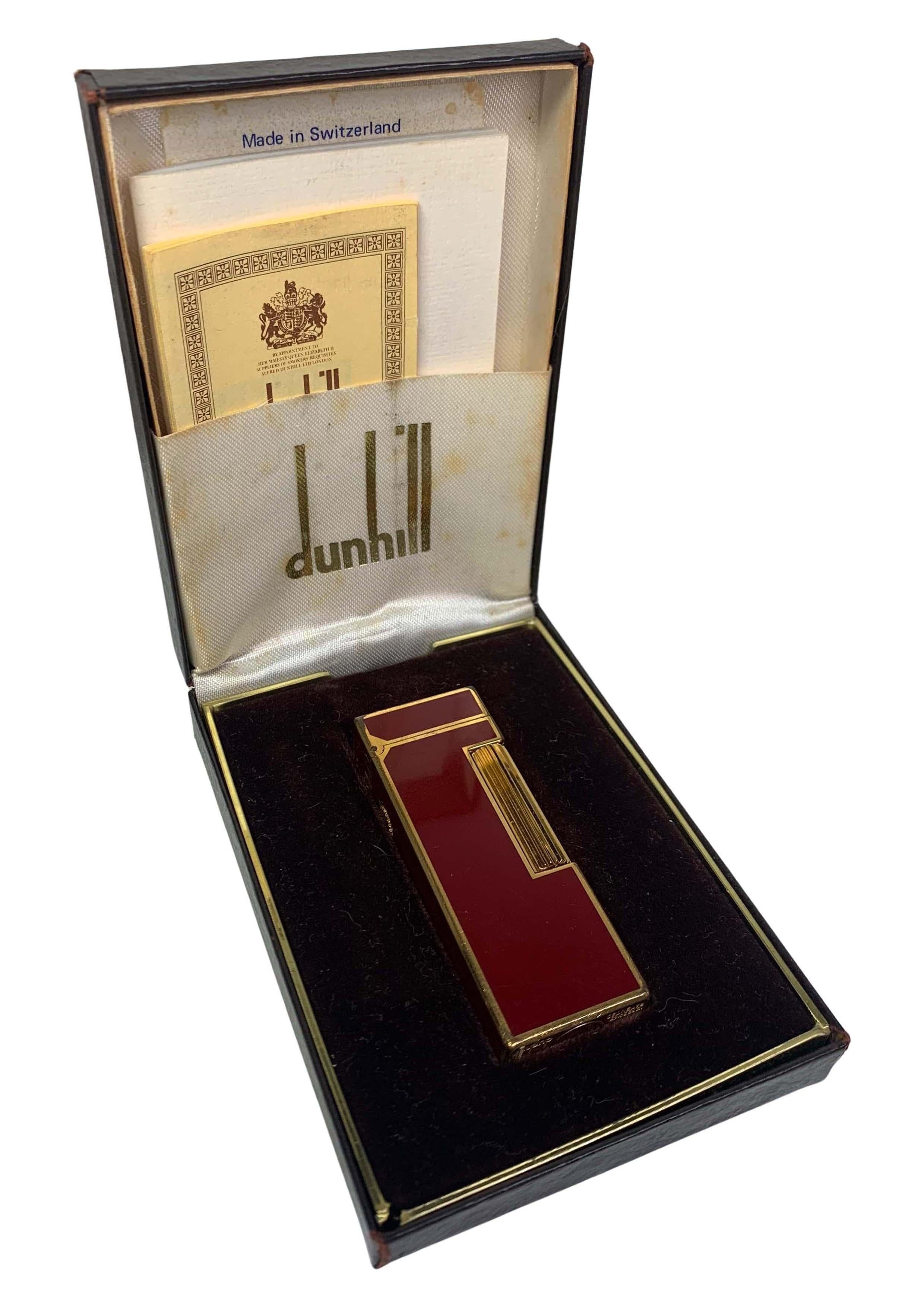 Svizzero Accendino classico Rollagas di Dunhill placcato oro rosso a 18 carati in vendita