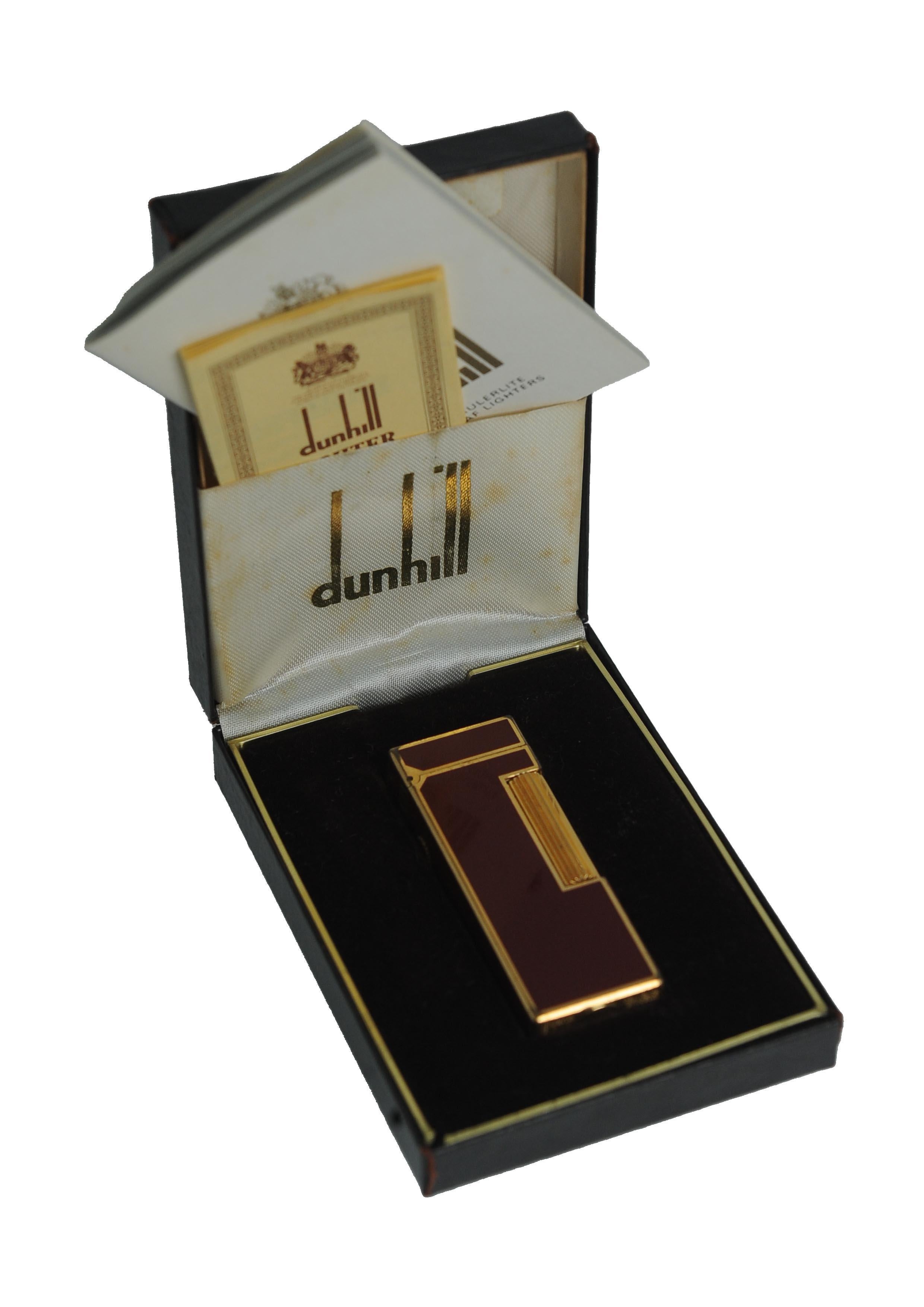 Art Déco Accendino classico Rollagas di Dunhill placcato oro rosso a 18 carati in vendita