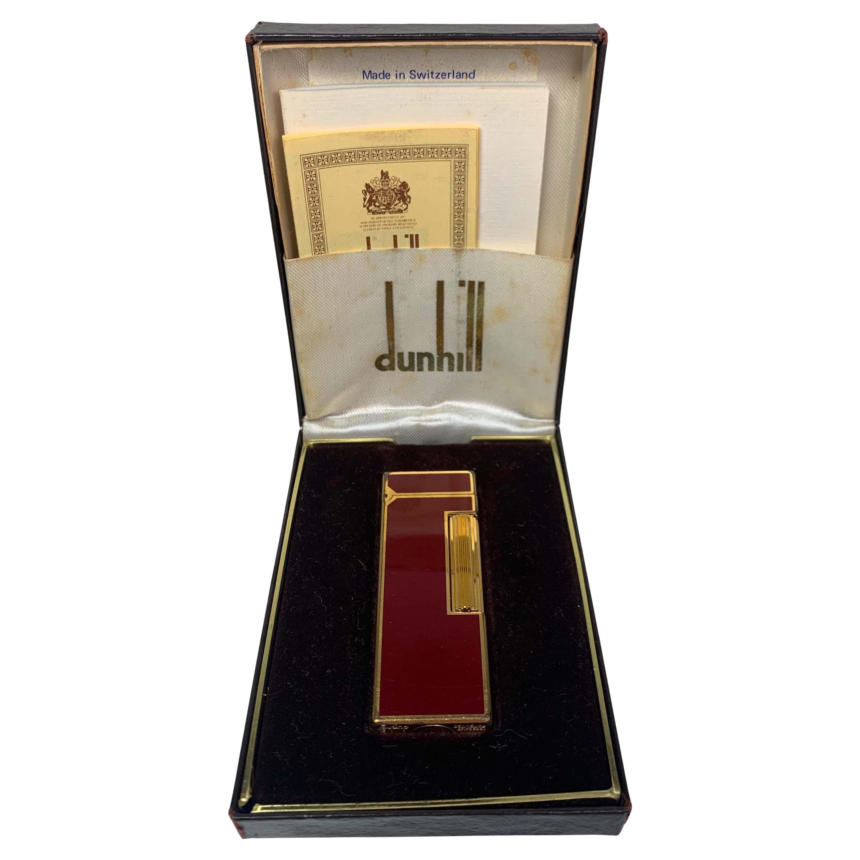 Dunhill 18 Karat vergoldet rot lackiert Rollagas Classic Zigarettenanzünder