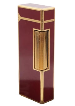 Dunhill 18 Karat vergoldet rot lackiert Rollagas Classic Zigarettenanzünder