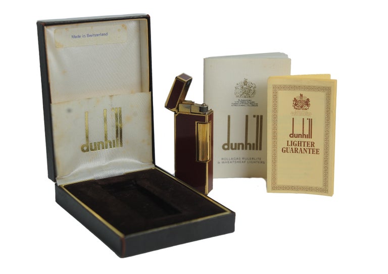 classic lighter for cigarette Dunhill 18 Carat Gold Plated Red Lacquered Rollagas Classic Cigarette  Lighter For Sale at 1stDibs