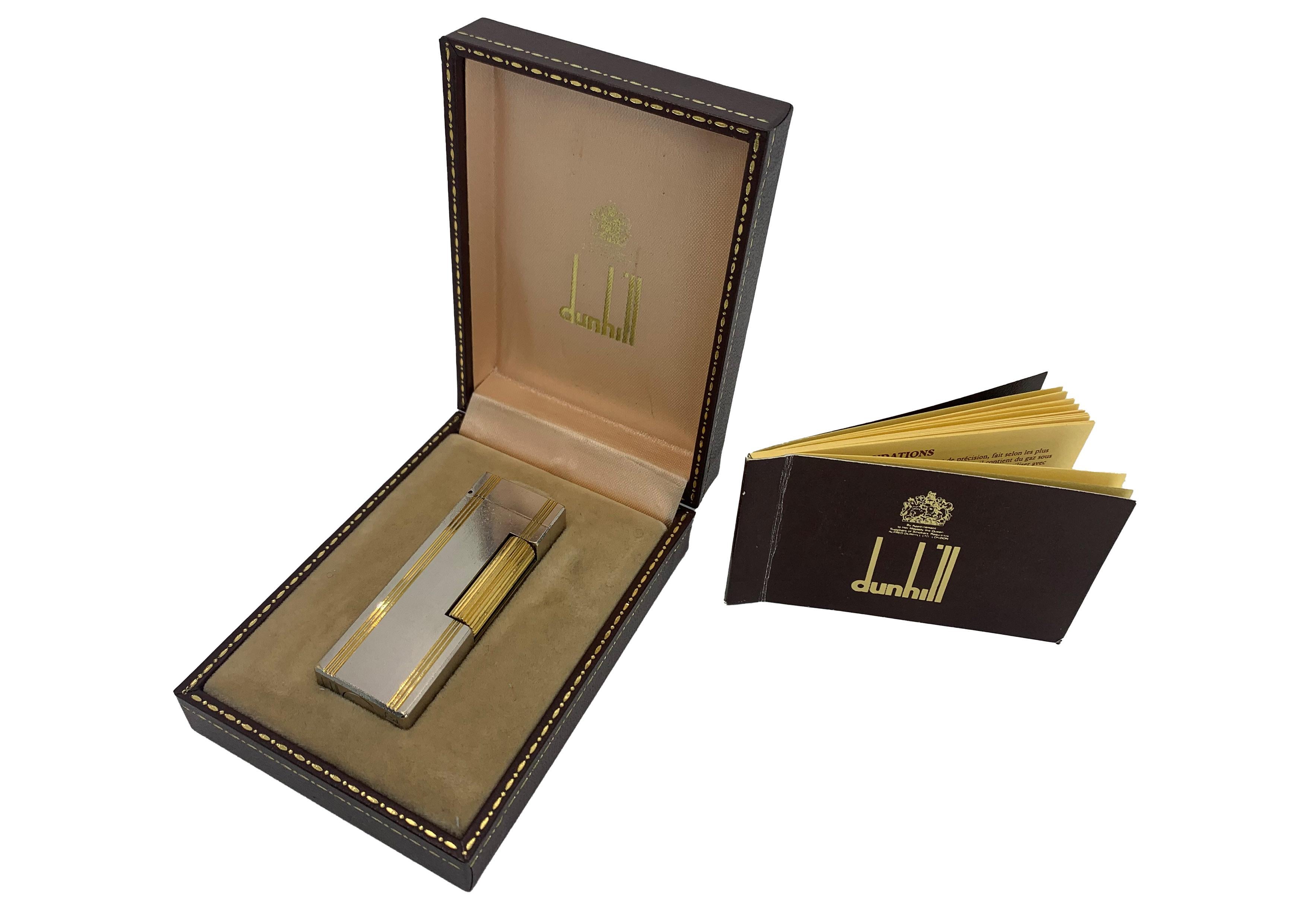 Dunhill Encendedor de Bolsillo Rollagas Bicolor Dorado 18ct en venta 3