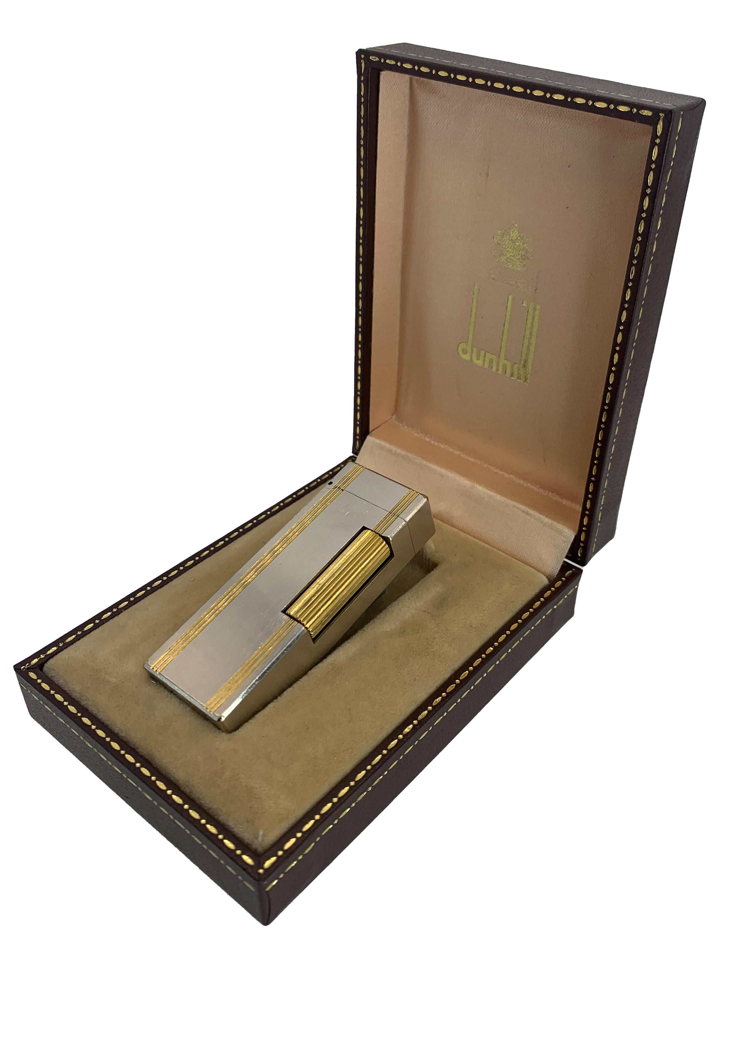 Dunhill Encendedor de Bolsillo Rollagas Bicolor Dorado 18ct en venta 4