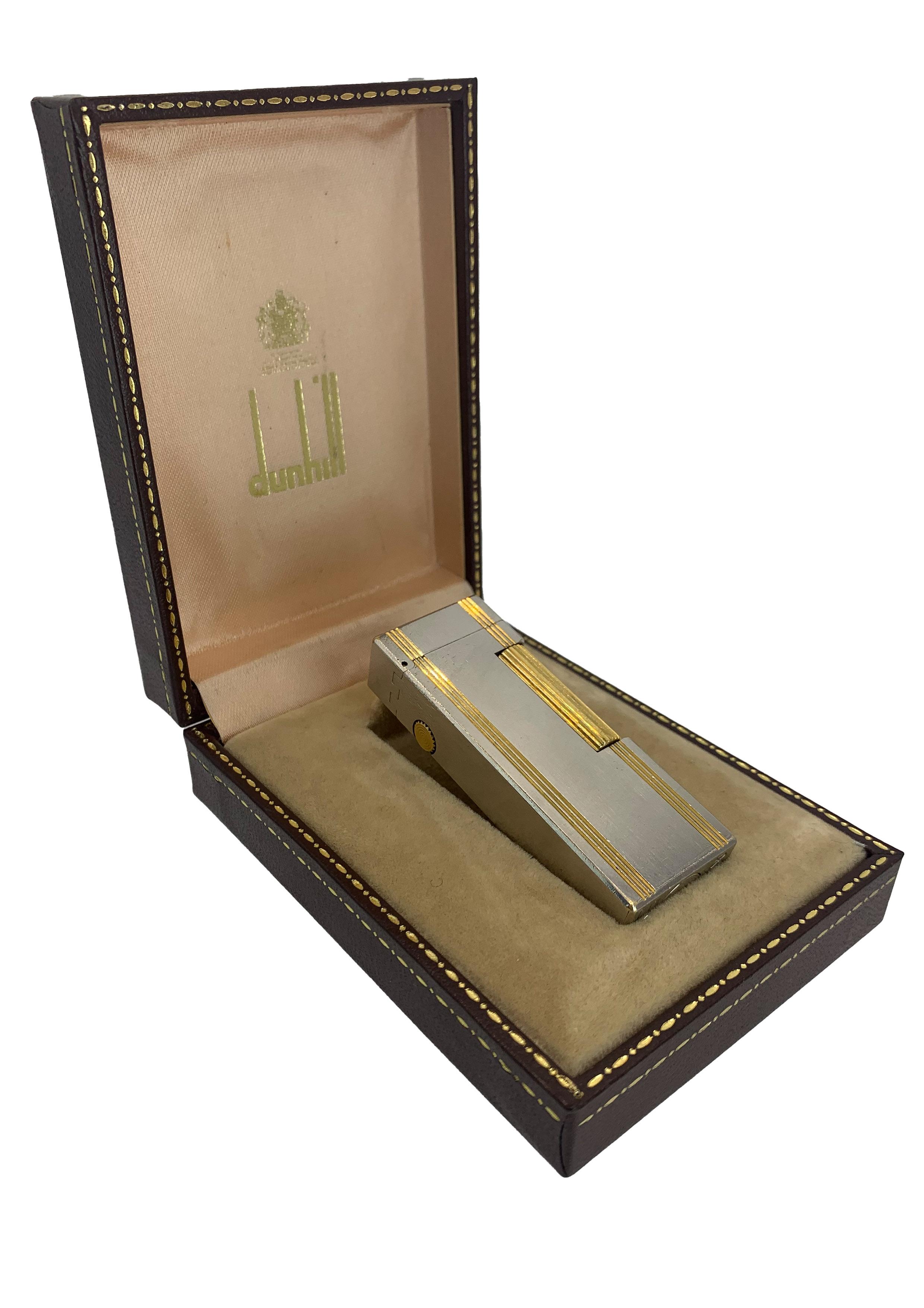 Dunhill Encendedor de Bolsillo Rollagas Bicolor Dorado 18ct en venta 7