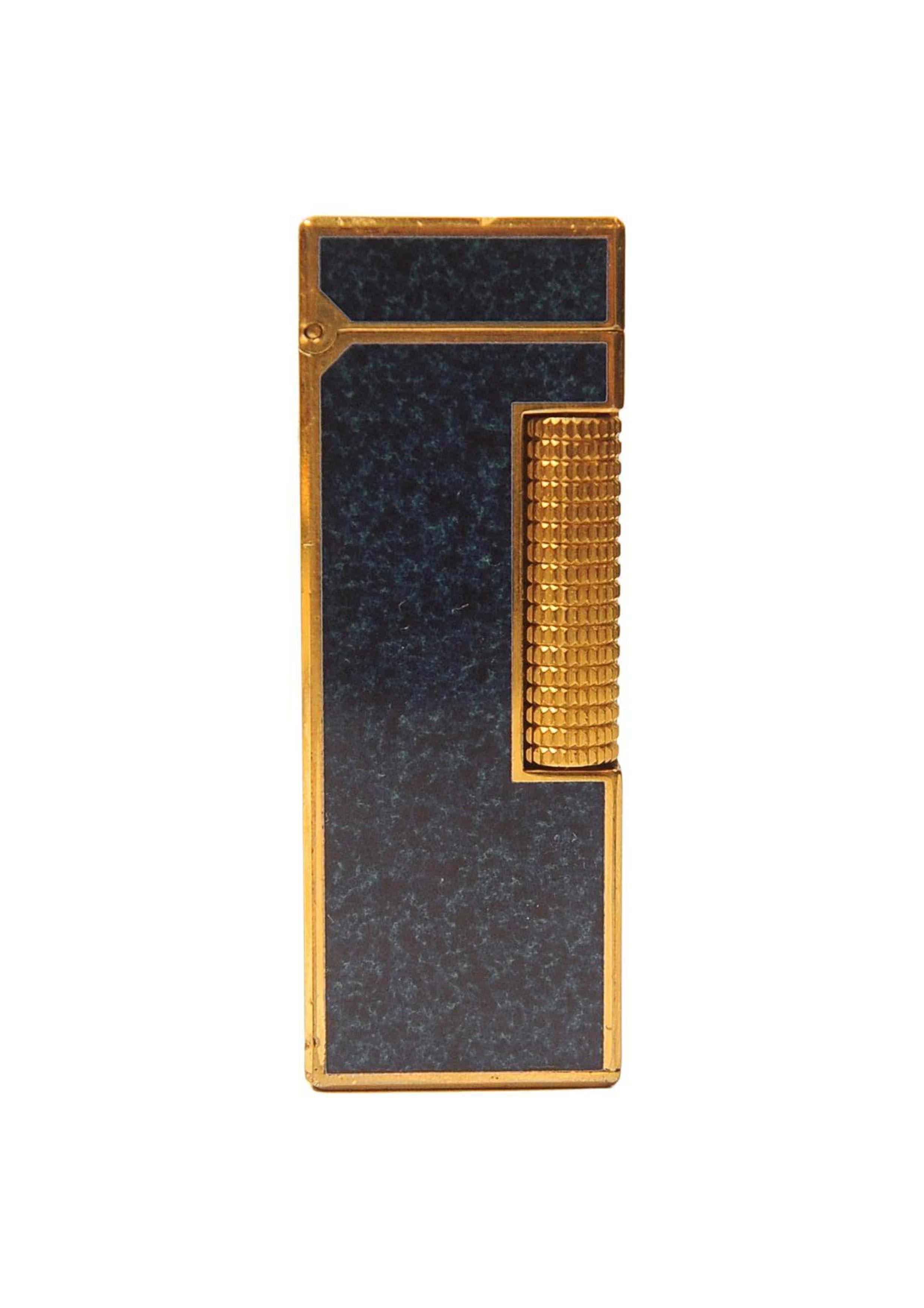 Dunhill Mechero Rollagas Lacado en Mármol Azul Chapado en Oro de 18 ct En Caja y Con Mantenimiento en venta 7