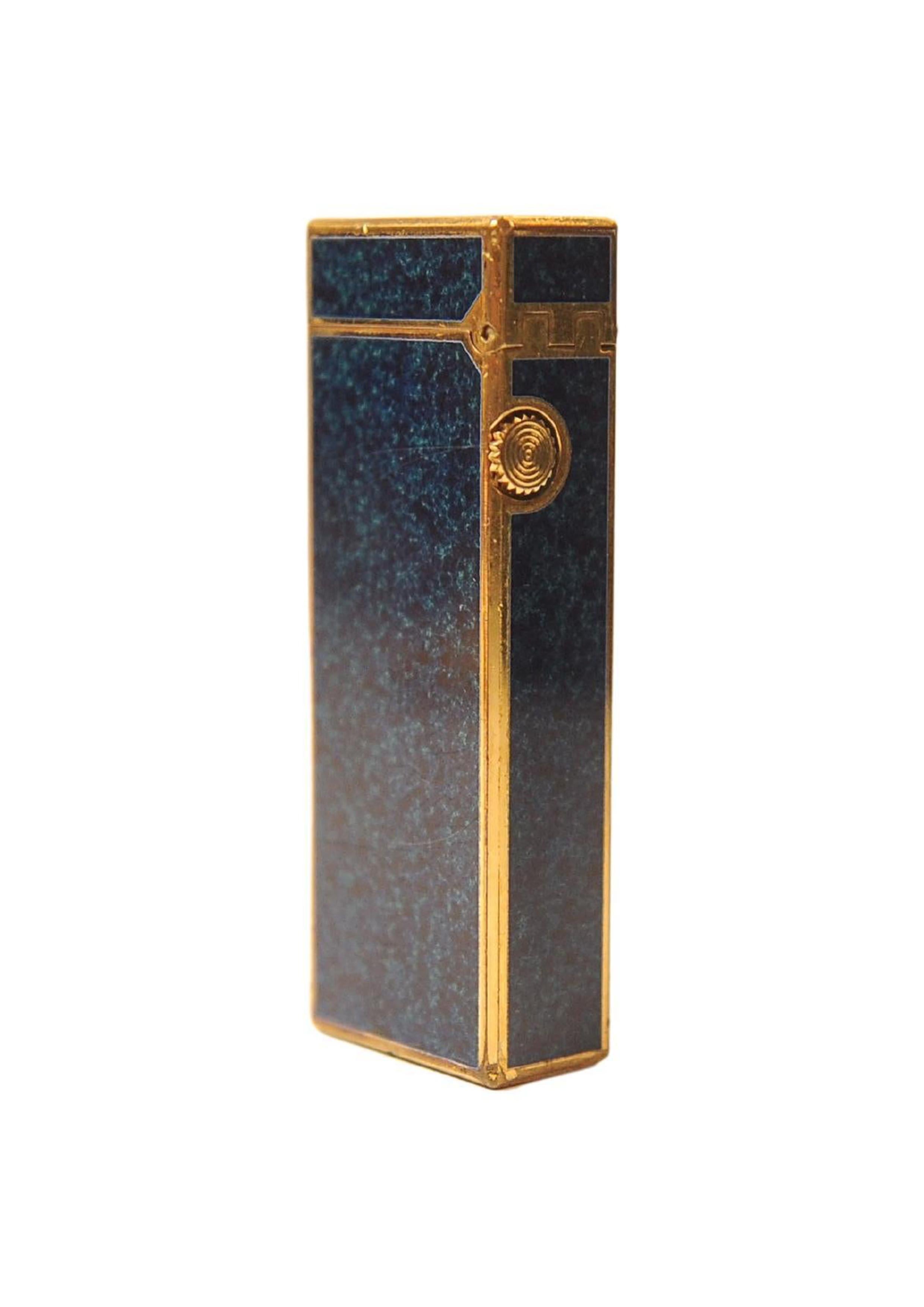 Dunhill Mechero Rollagas Lacado en Mármol Azul Chapado en Oro de 18 ct En Caja y Con Mantenimiento en venta 8