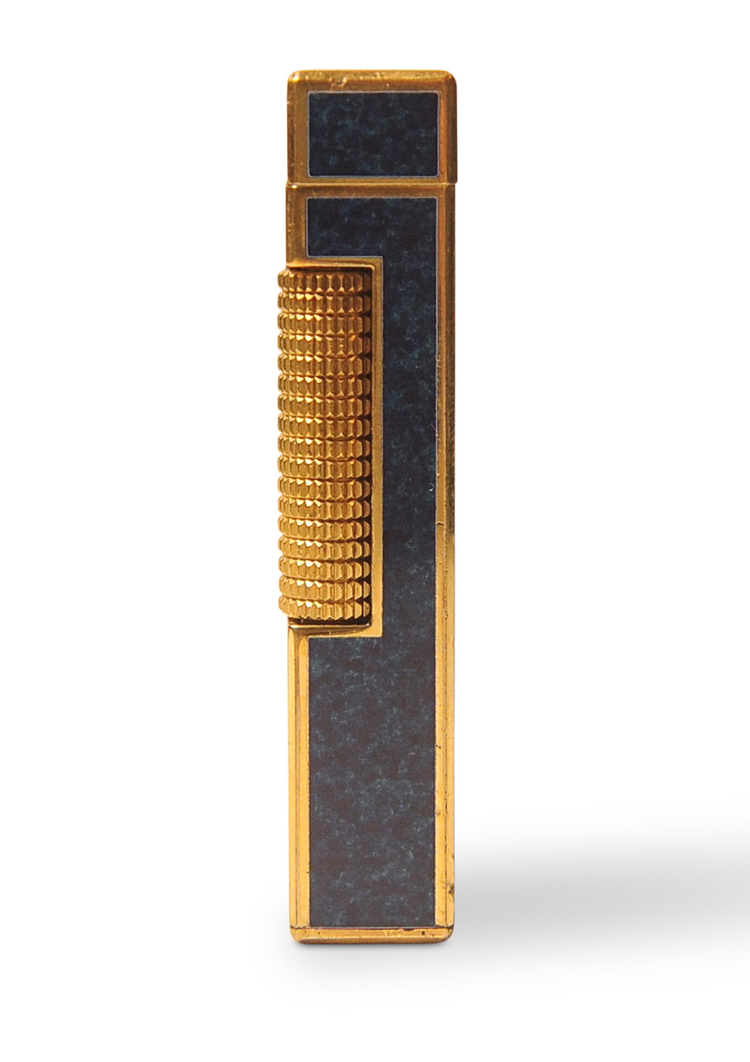 Dunhill Mechero Rollagas Lacado en Mármol Azul Chapado en Oro de 18 ct En Caja y Con Mantenimiento en venta 9