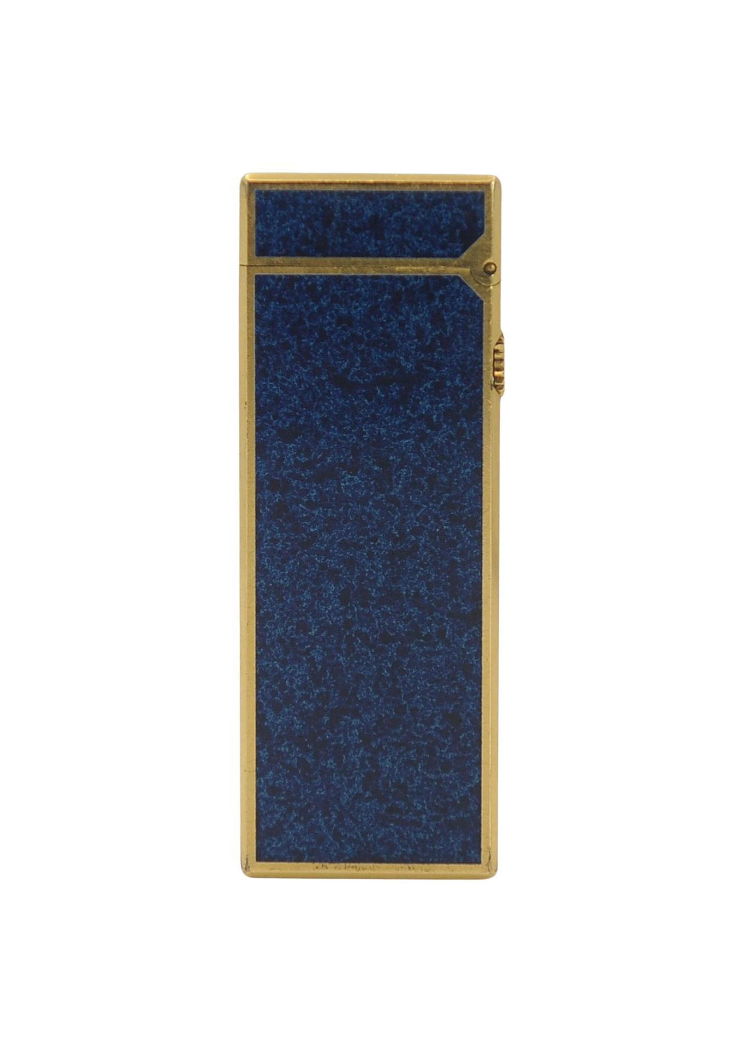 Accendino Dunhill Rollagas placcato in oro 18ct e laccato in marmo blu, imballato e revisionato in vendita 10