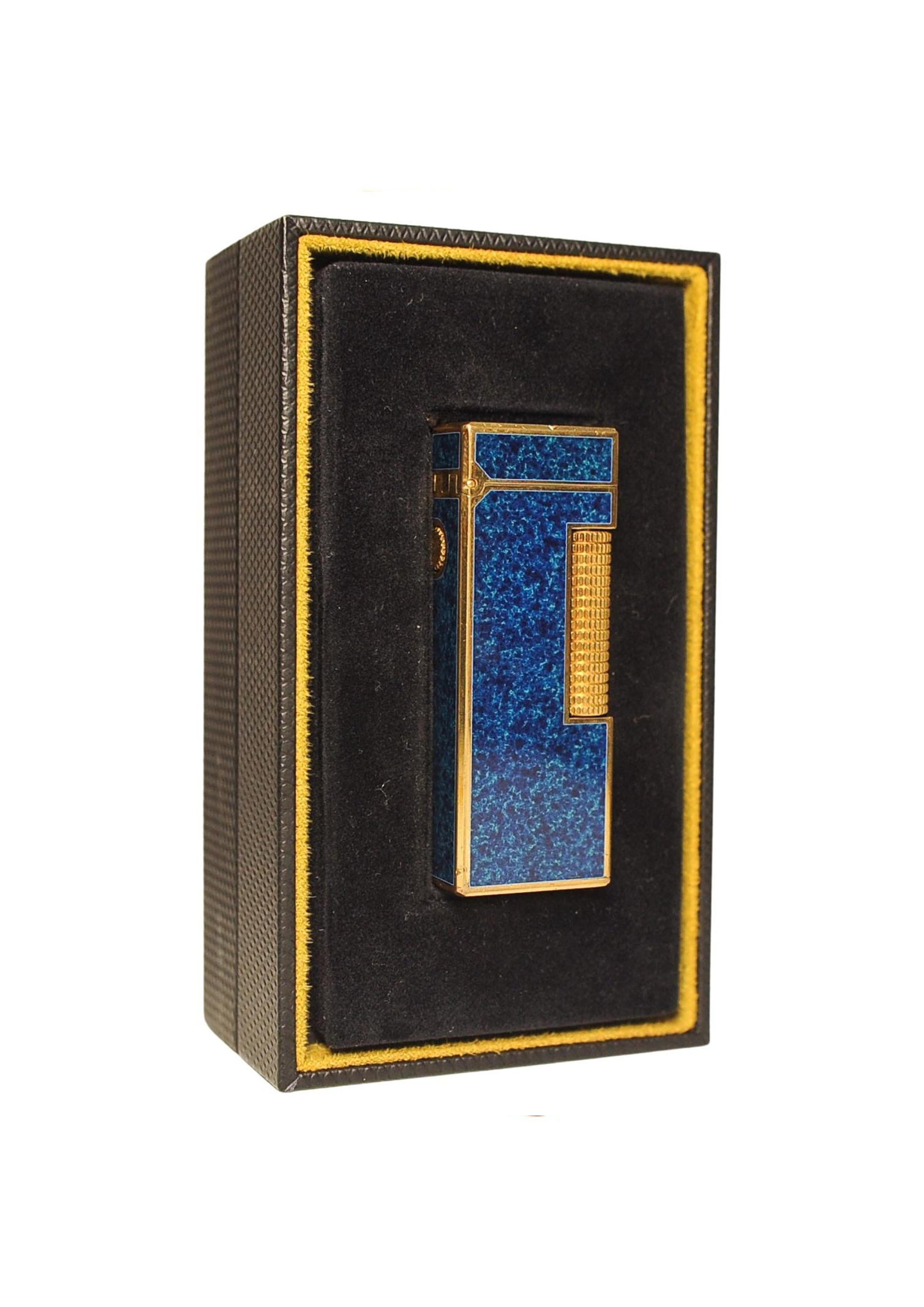 Dunhill Mechero Rollagas Lacado en Mármol Azul Chapado en Oro de 18 ct En Caja y Con Mantenimiento en venta 1
