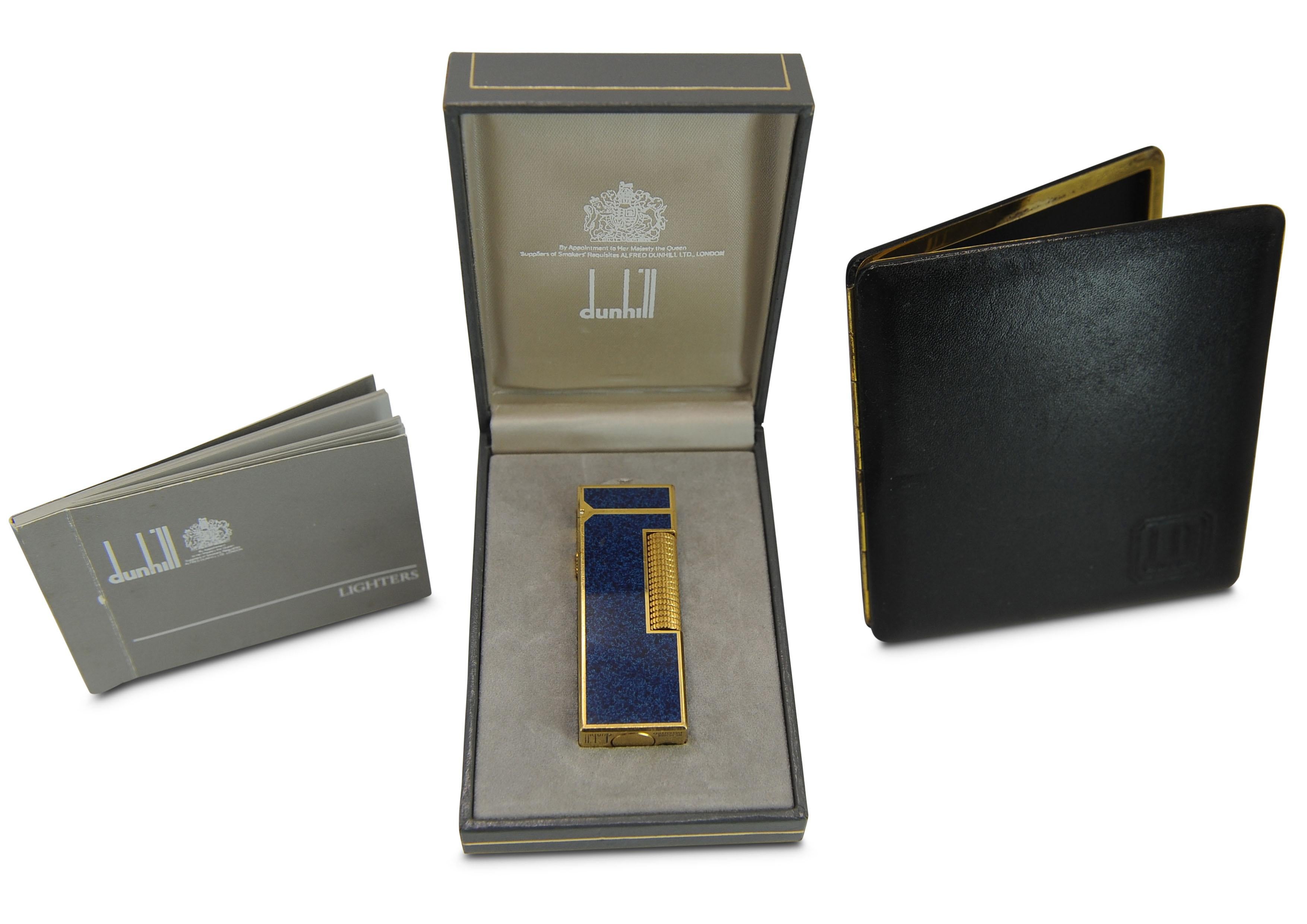 Dunhill 18ct Gold Plated Blue Marble Lacquered Rollagas Lighter Boxed
Serviced