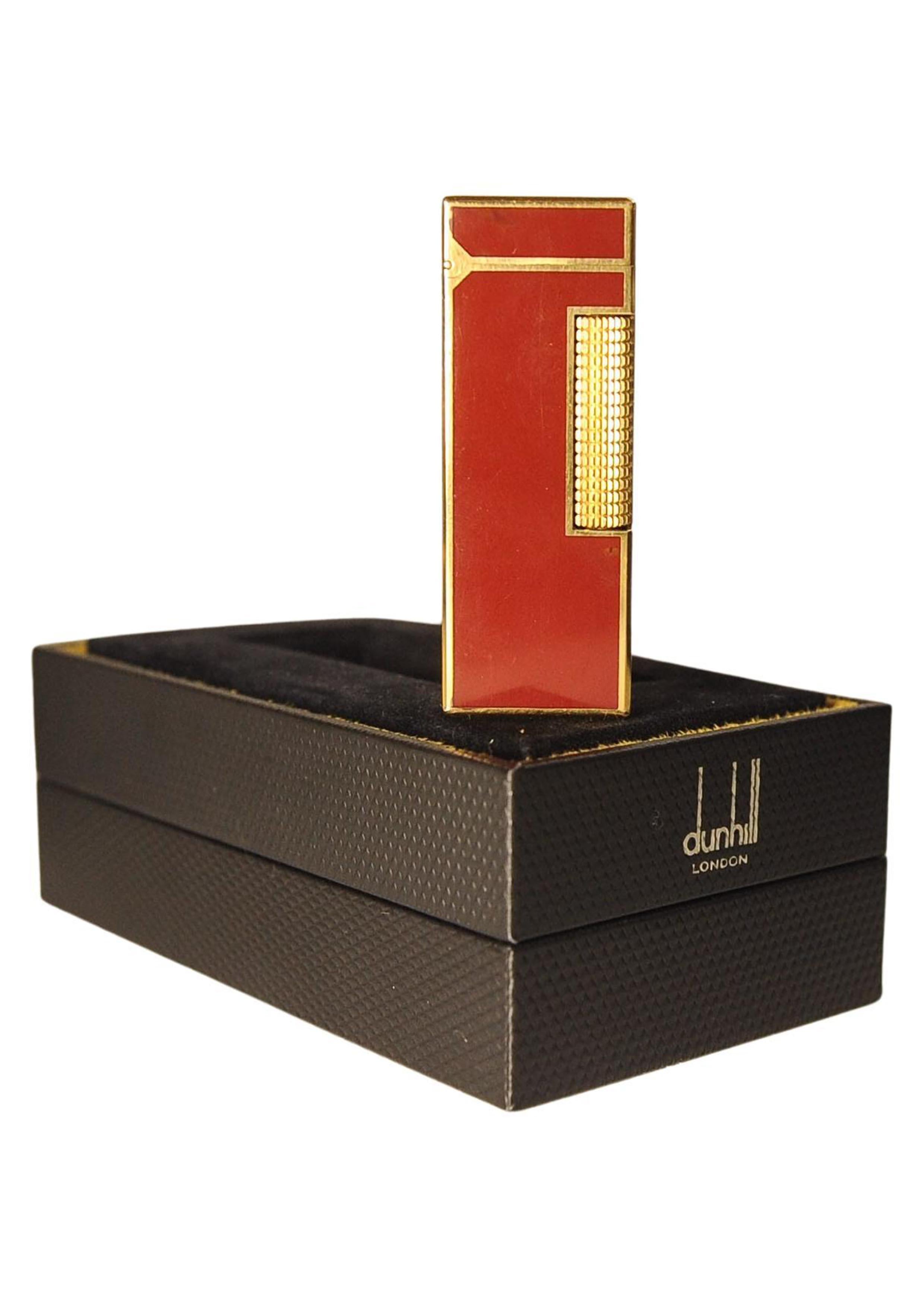 Dunhill 18ct Gold Plated Red Lacquered Rollagas Classic Lighter Boxed & Serviced en vente 6