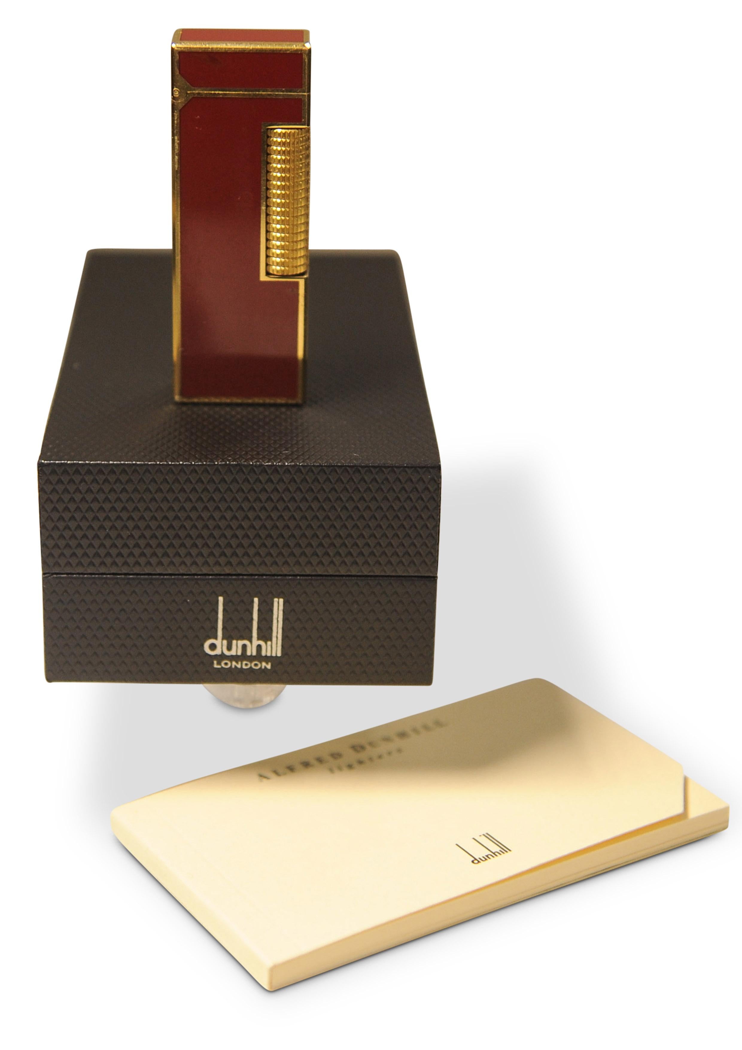 Dunhill 18ct Gold Plated Red Lacquered Rollagas Classic Lighter Boxed & Serviced en vente 9
