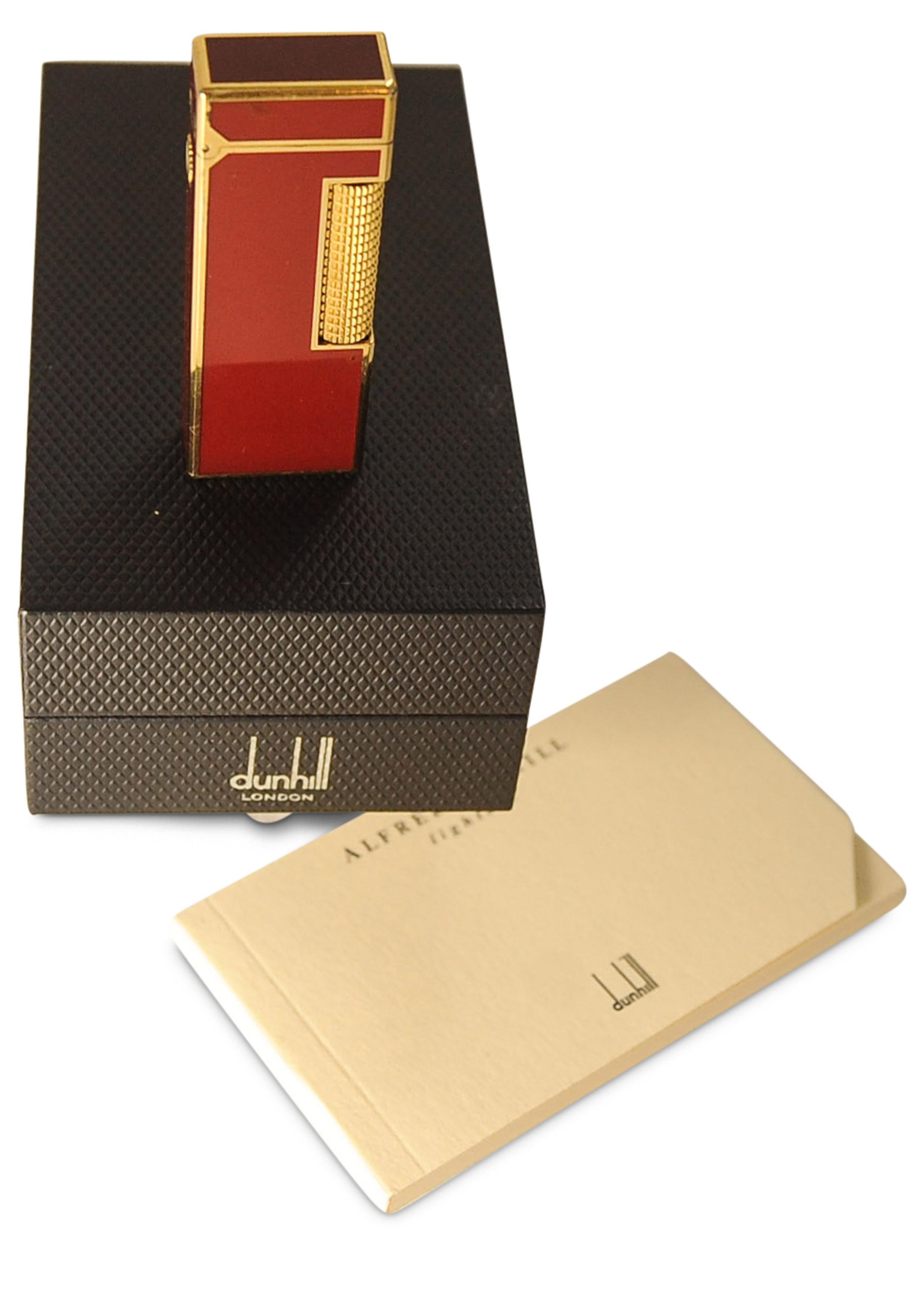 Dunhill 18ct Gold Plated Red Lacquered Rollagas Classic Lighter Boxed & Serviced en vente 10