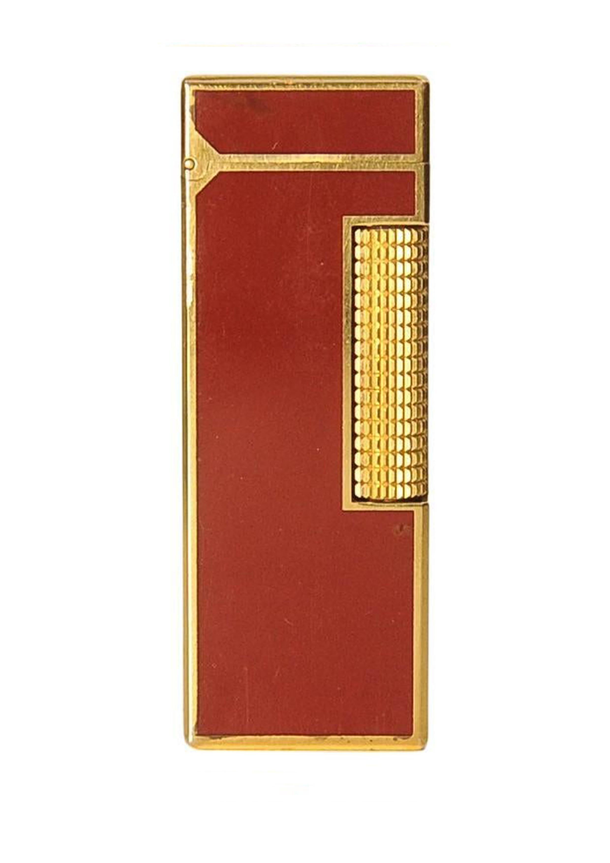 Dunhill 18ct Gold Plated Red Lacquered Rollagas Classic Lighter Boxed & Serviced en vente 3