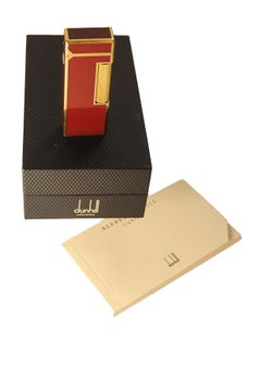 Dunhill 18ct Gold Plated Red Lacquered Rollagas Classic Lighter Boxed & Serviced