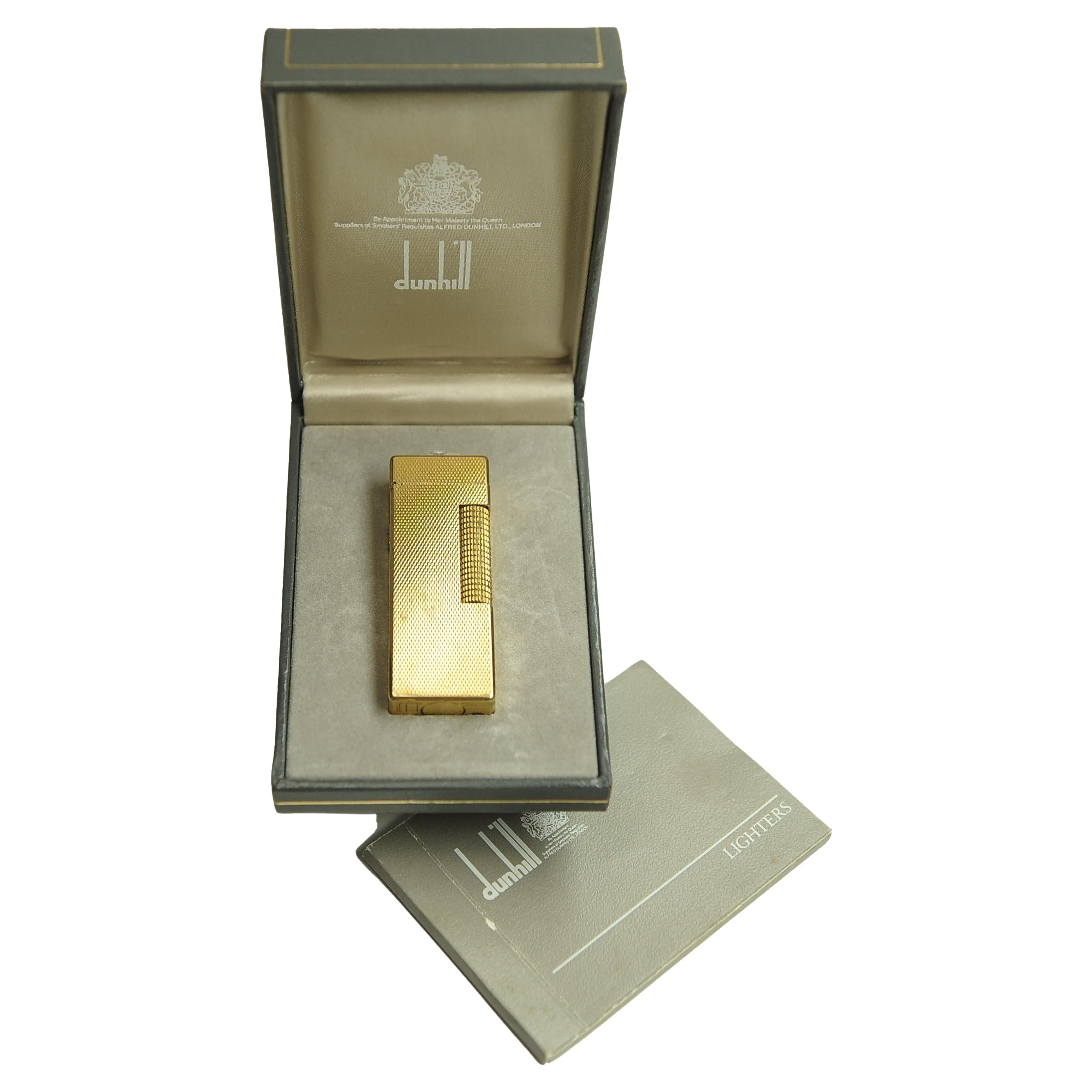 Dunhill 18ct Gold Plated Rollagas Cigarette Lighter With Box & Papers Serviced