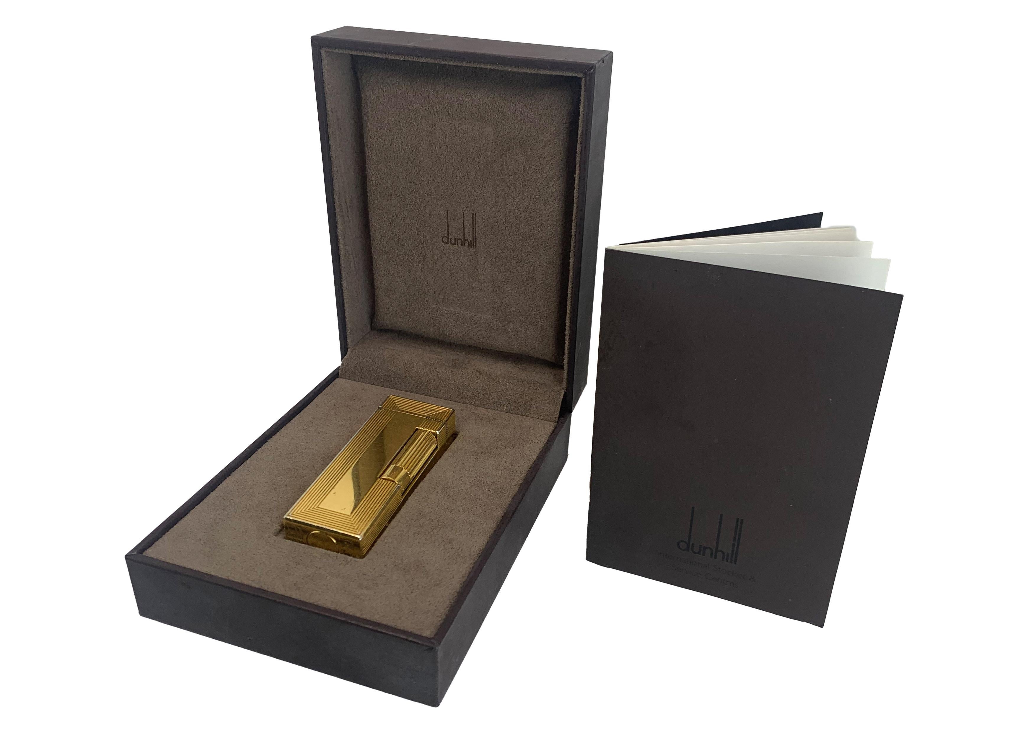 Dunhill Encendedor de Bolsillo Rollagas Chapado en Oro de 18 ct Con Caja Original. Británico en venta