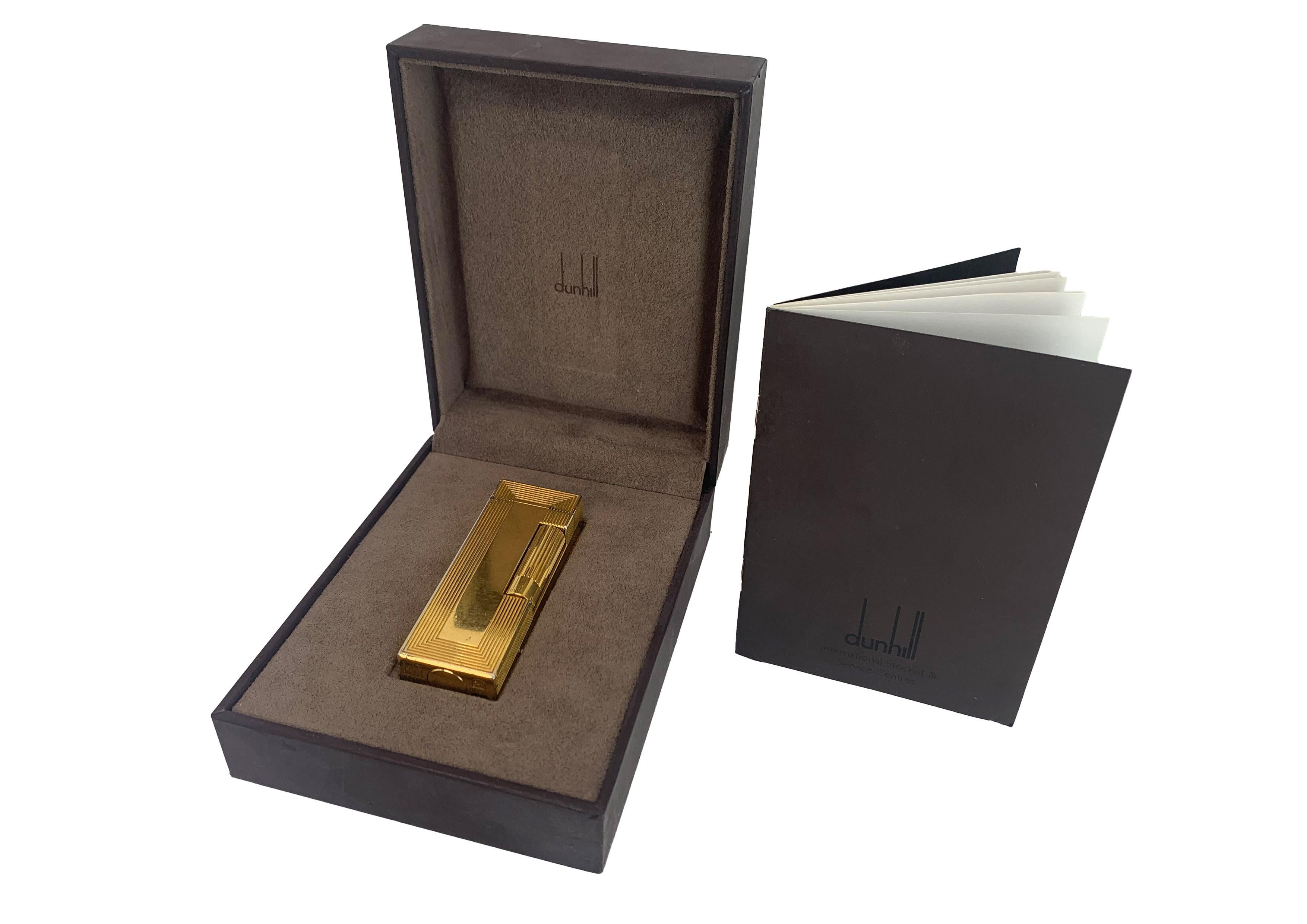 Dunhill Encendedor de Bolsillo Rollagas Chapado en Oro de 18 ct Con Caja Original. Siglo XXI y contemporáneo en venta