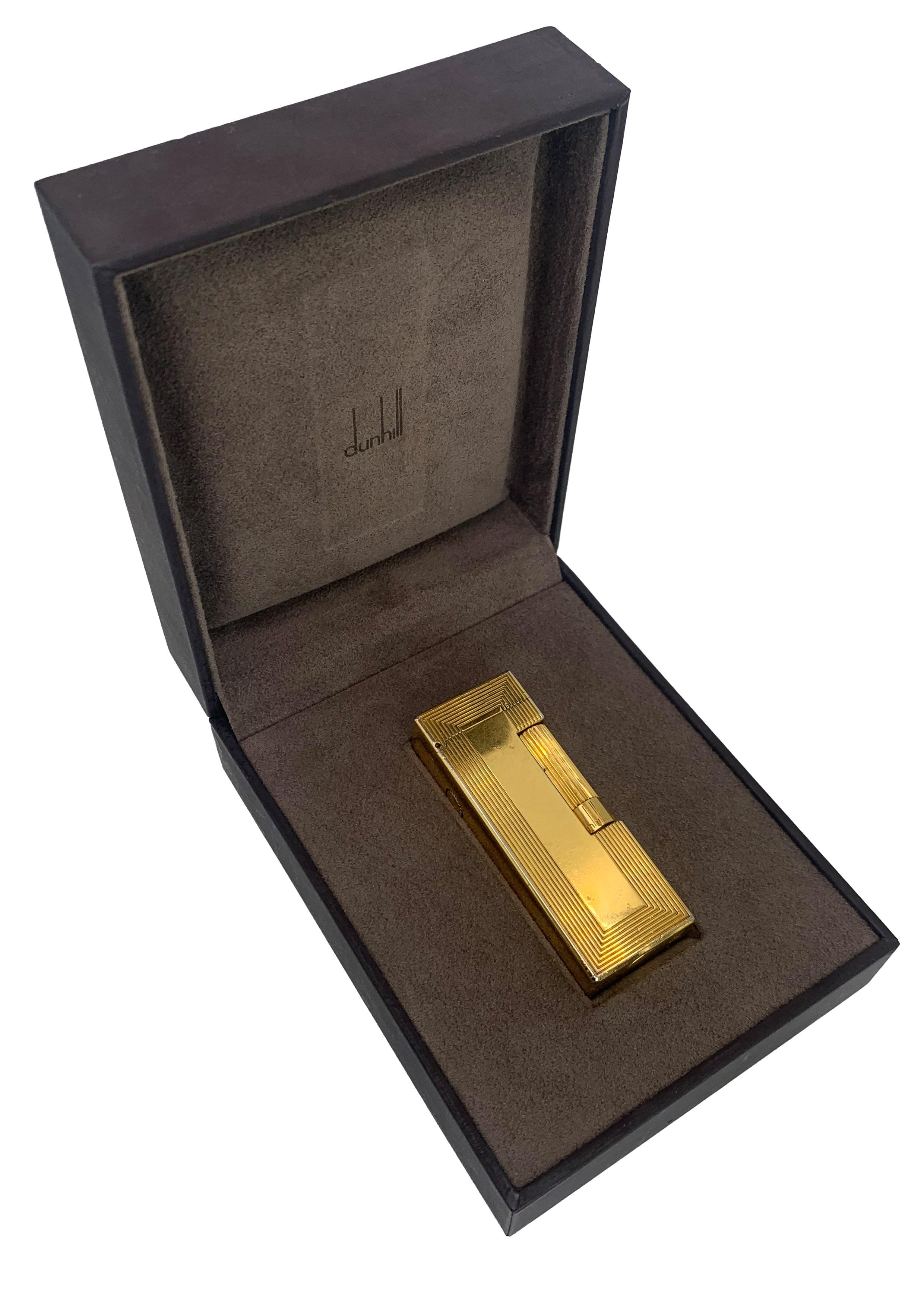 Dunhill Encendedor de Bolsillo Rollagas Chapado en Oro de 18 ct Con Caja Original. en venta 1