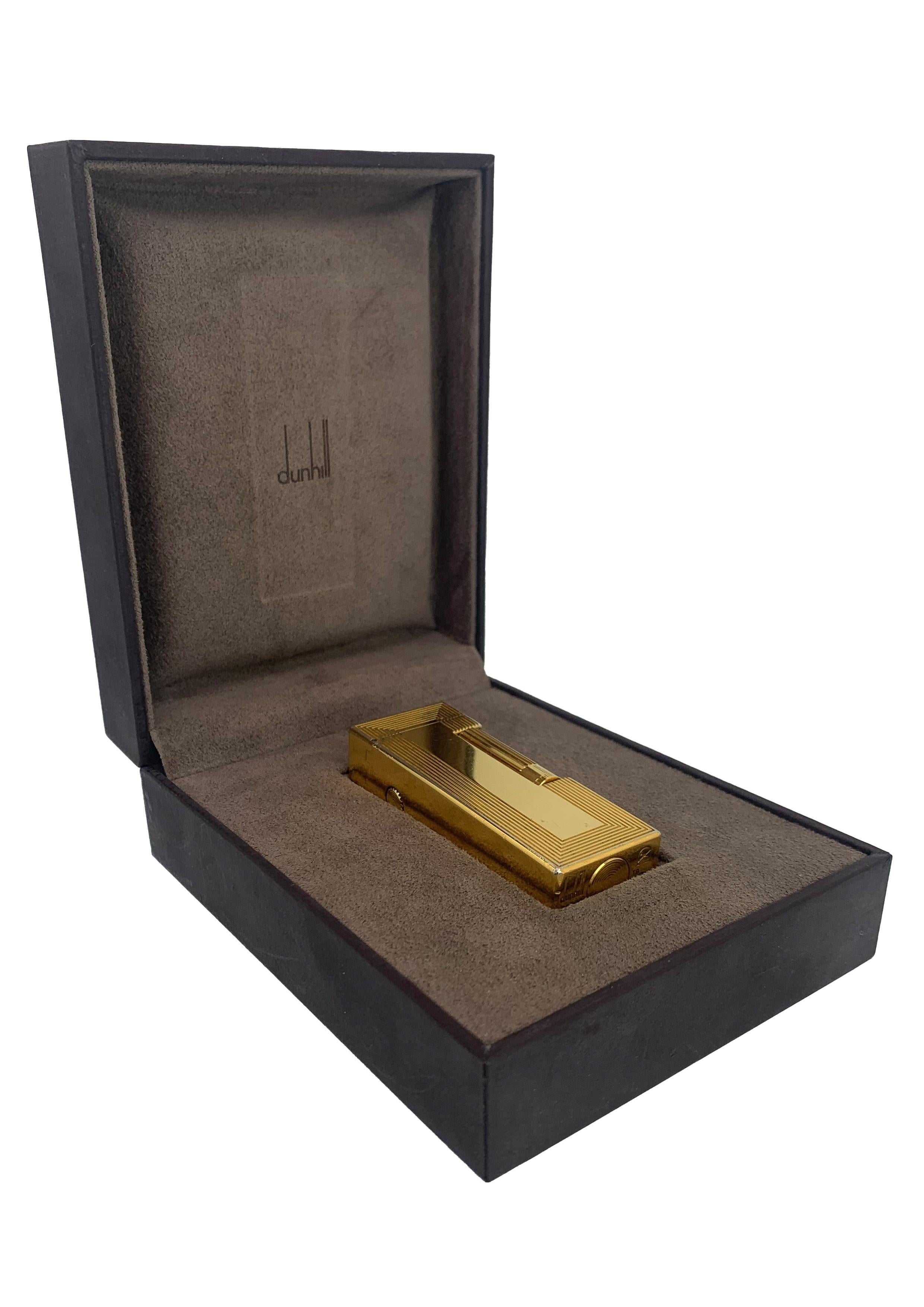 Dunhill Encendedor de Bolsillo Rollagas Chapado en Oro de 18 ct Con Caja Original. en venta 2