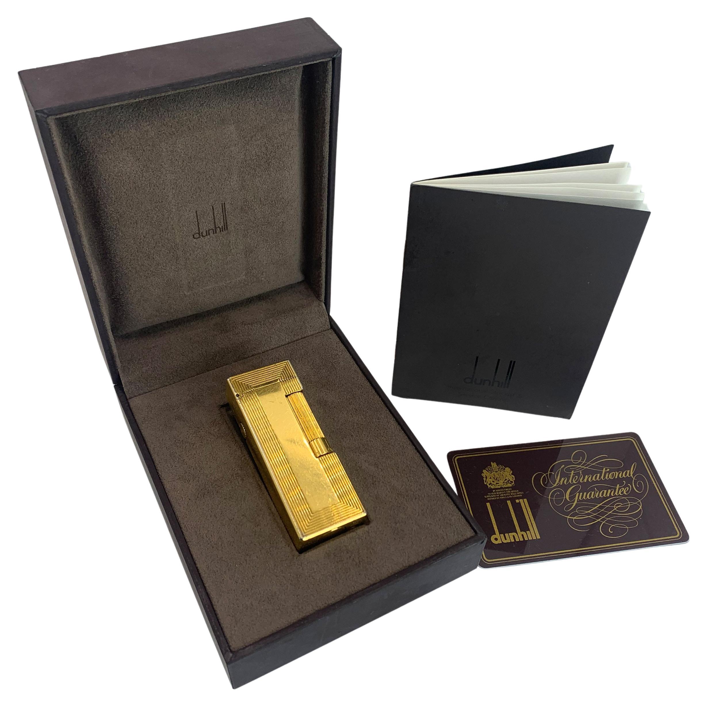 Dunhill Encendedor de Bolsillo Rollagas Chapado en Oro de 18 ct Con Caja Original.