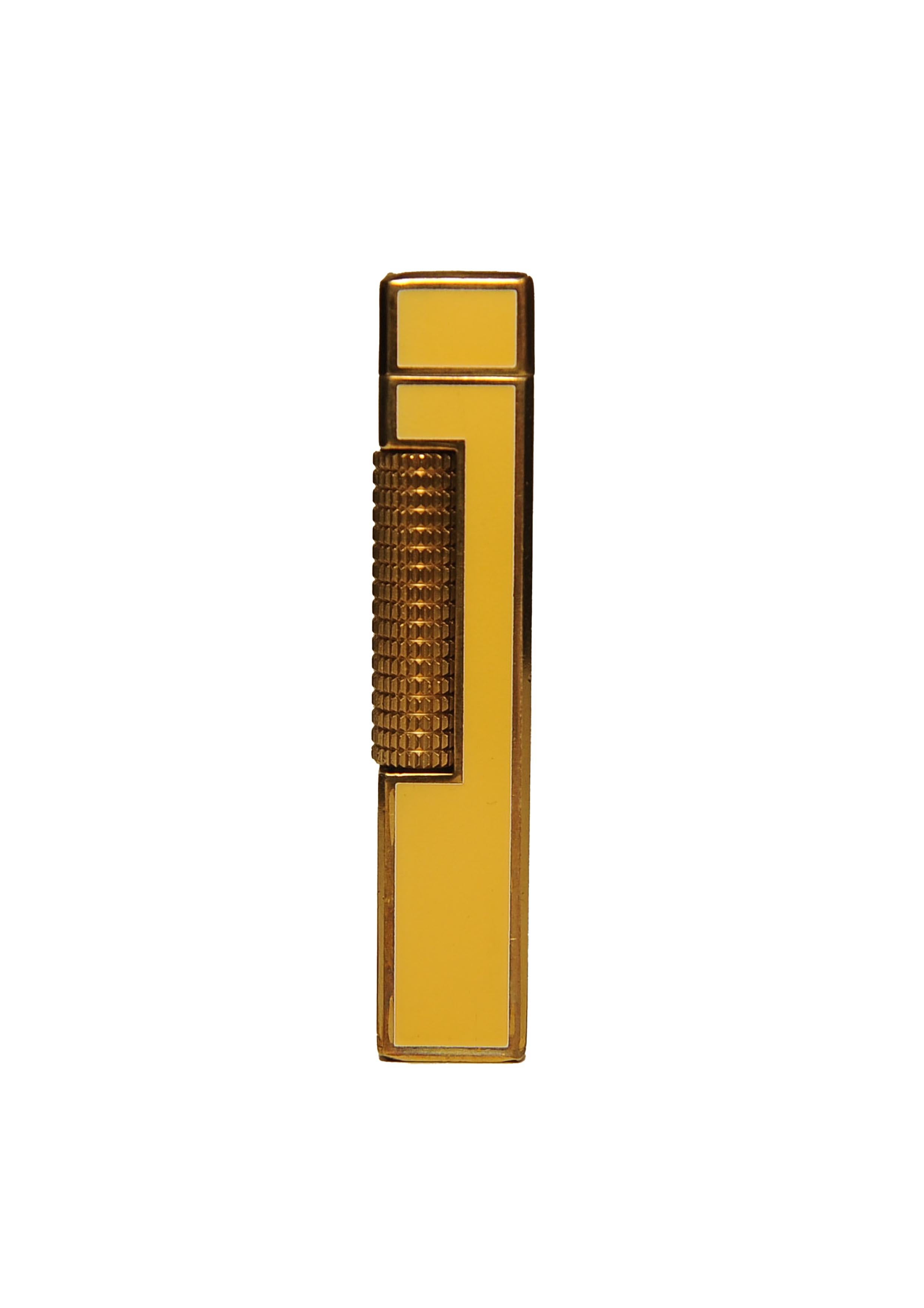 Dunhill 18ct Gold Plated Yellow Lacquered Rollagas Lighter Serviced Working en vente 11