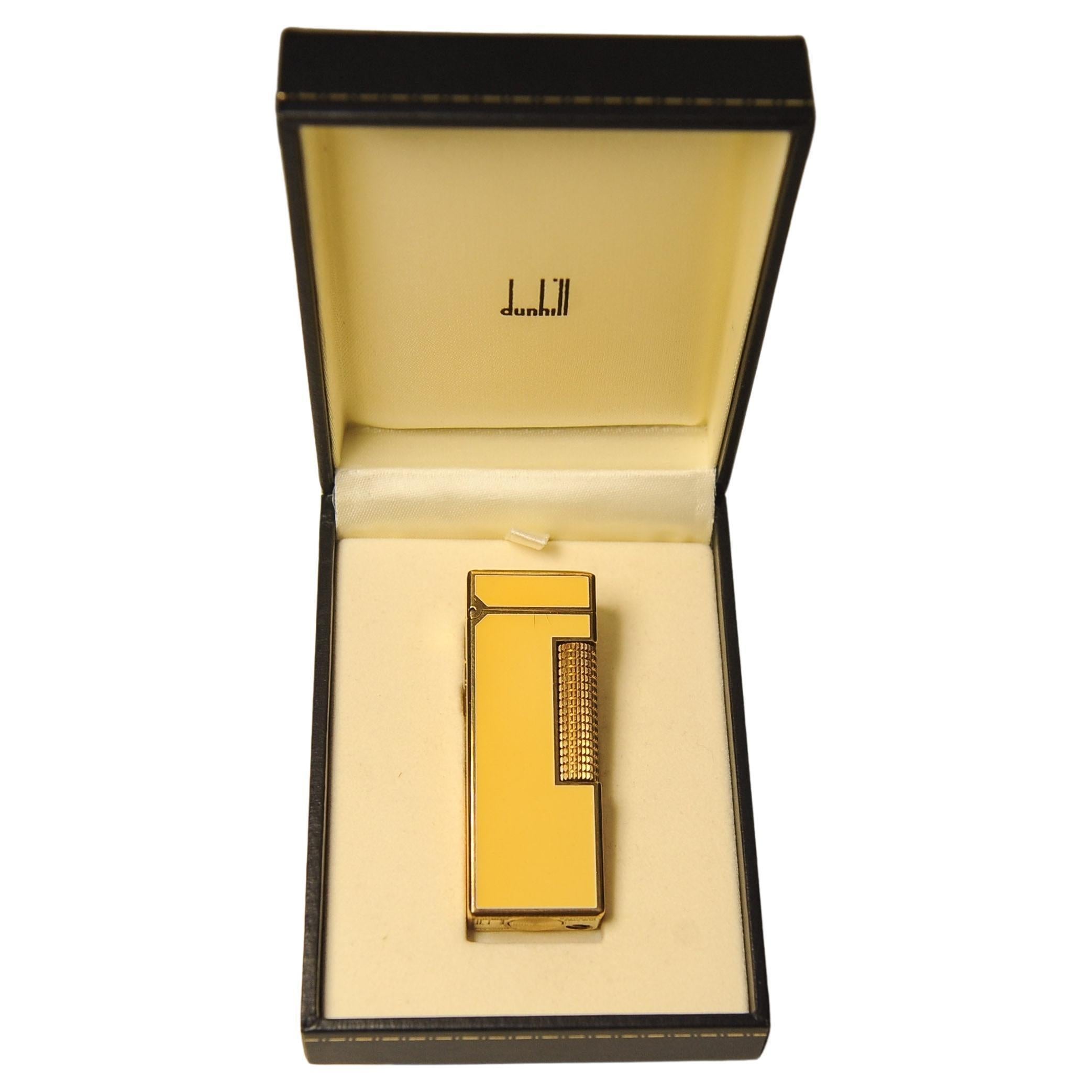 Dunhill 18ct Gold Plated Yellow Lacquered Rollagas Lighter Serviced Working Bon état - En vente à Reading, Berkshire