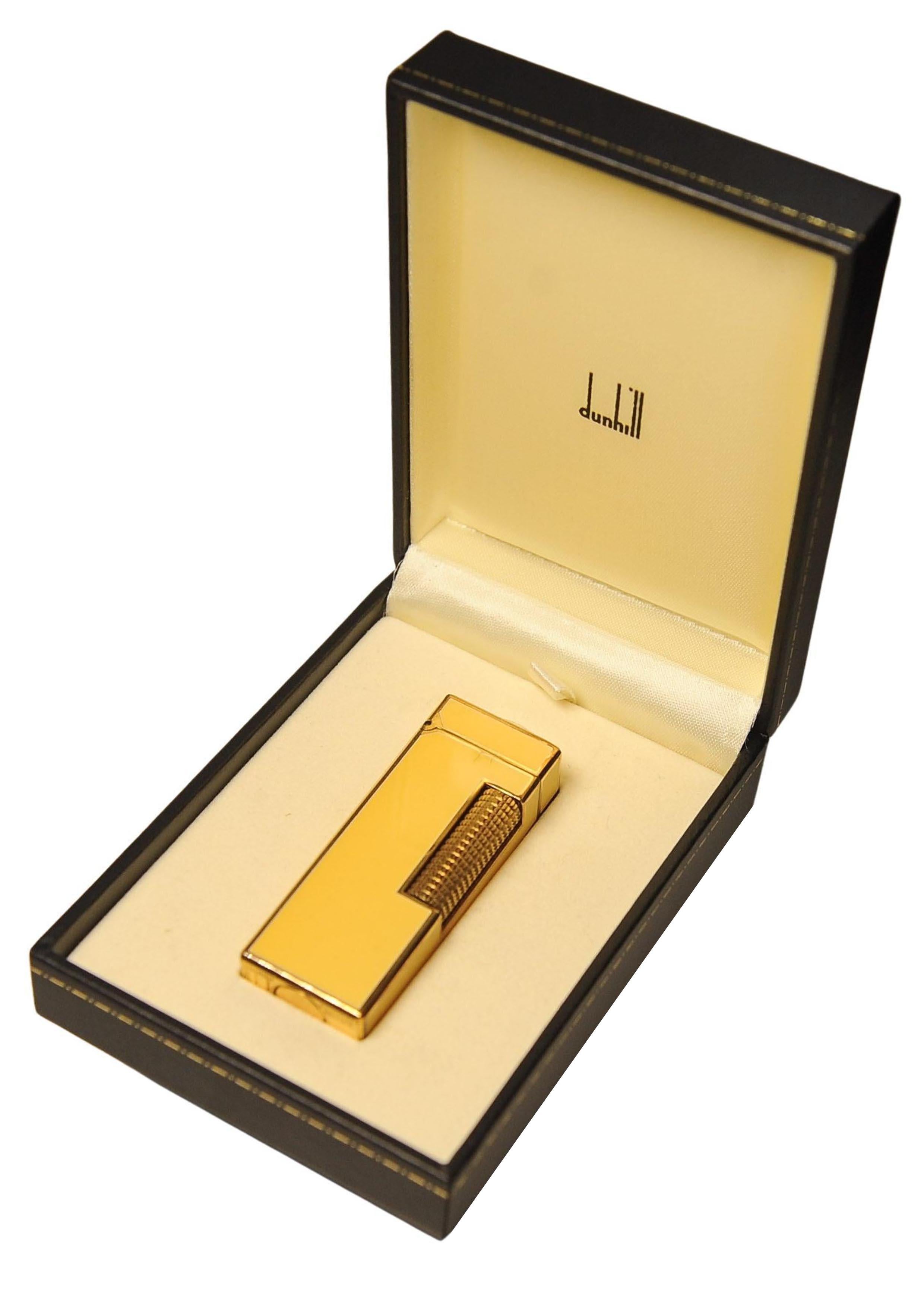 Art déco Dunhill 18ct Gold Plated Yellow Lacquered Rollagas Lighter Serviced Working en vente
