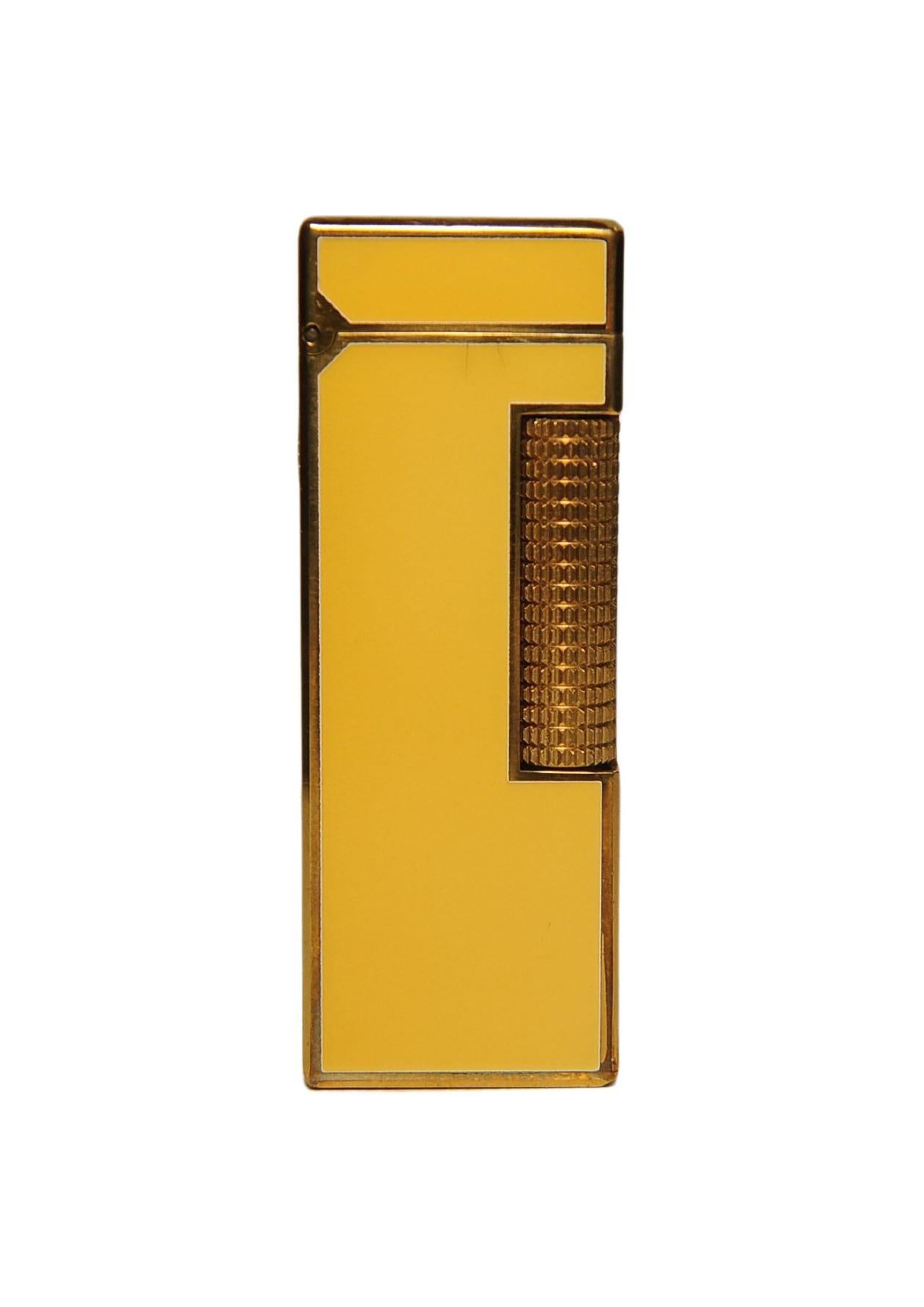 Dunhill 18ct Gold Plated Yellow Lacquered Rollagas Lighter Serviced Working en vente 5