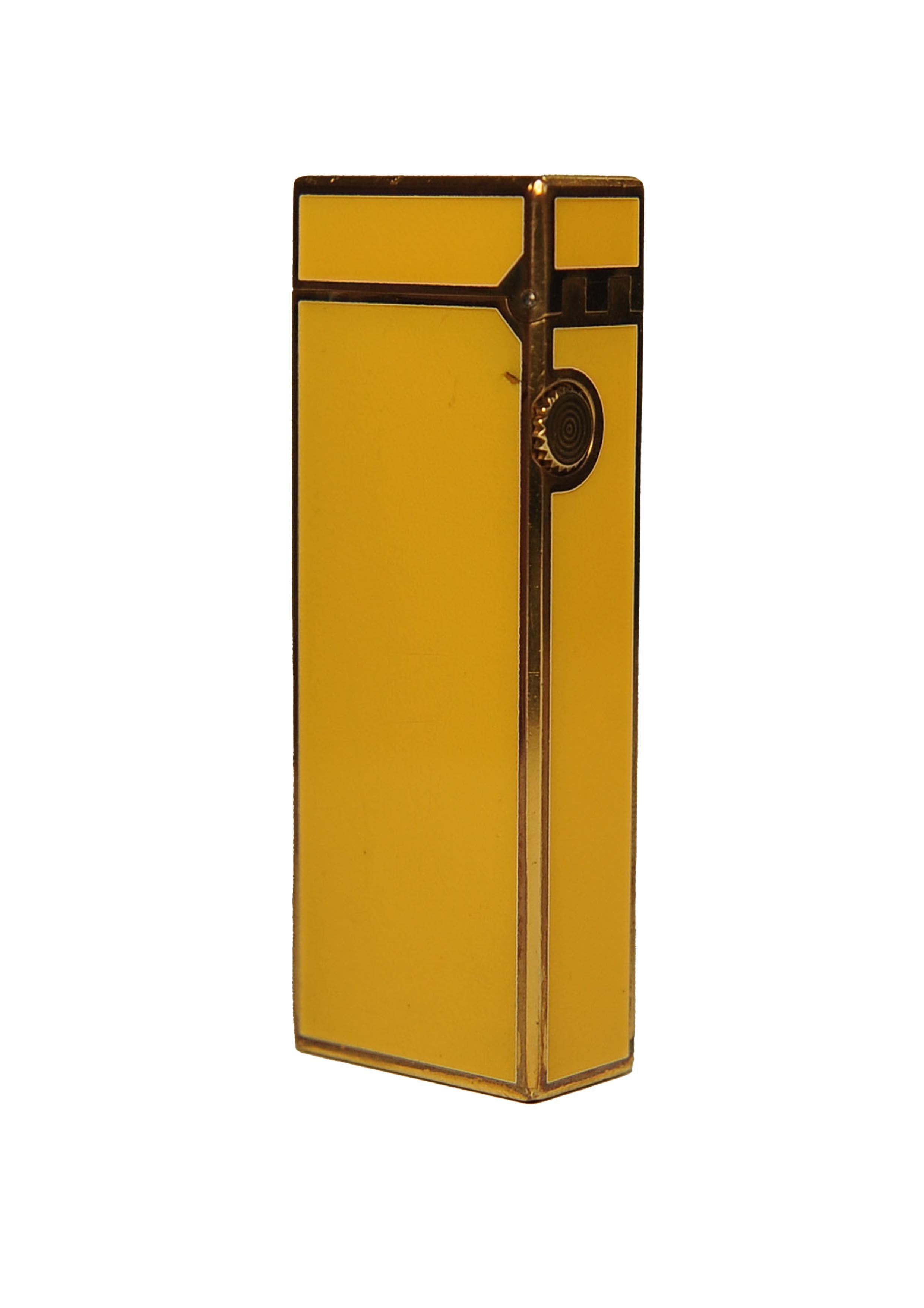 Dunhill 18ct Gold Plated Yellow Lacquered Rollagas Lighter Serviced Working en vente 9