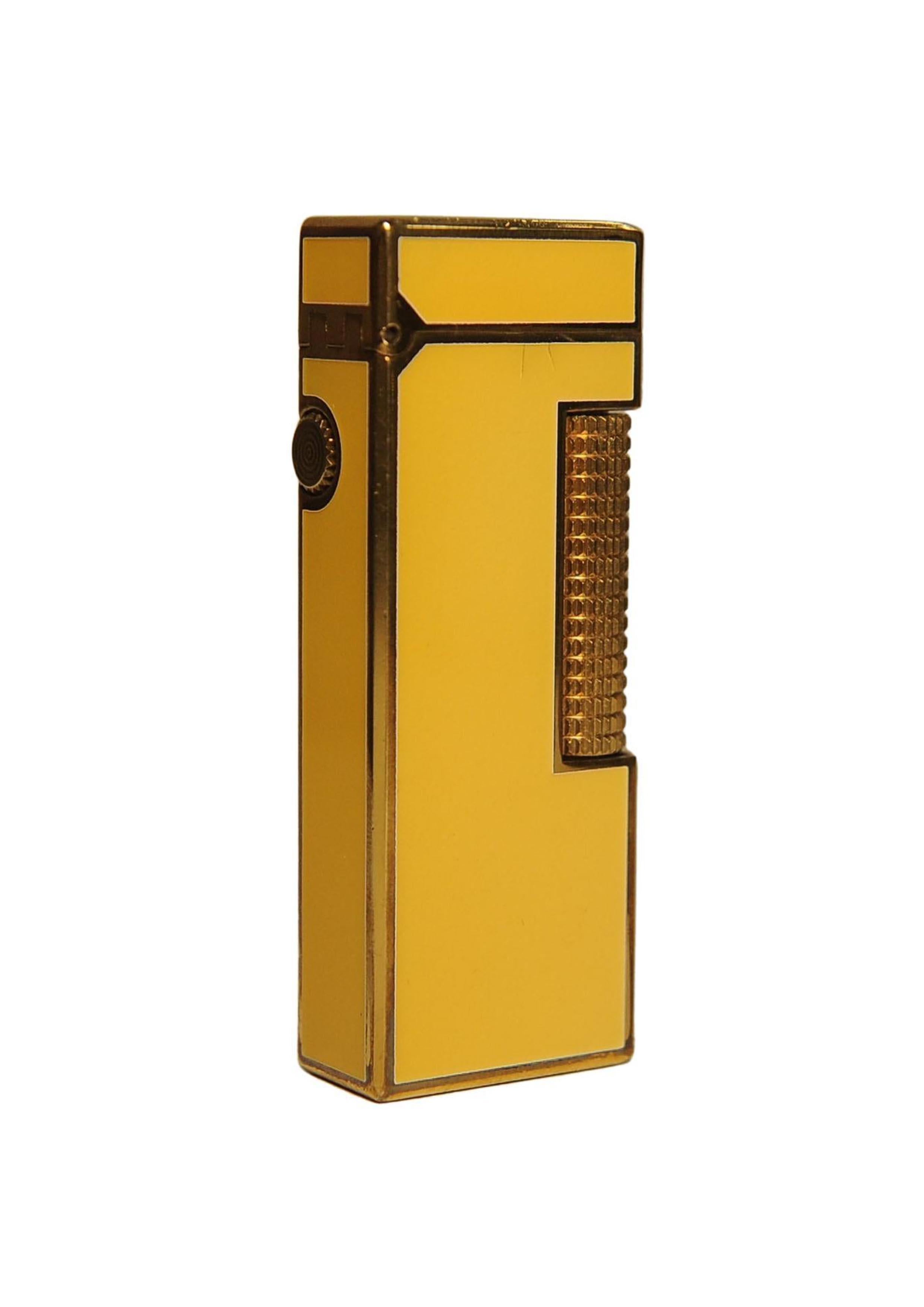 Dunhill 18ct Gold Plated Yellow Lacquered Rollagas Lighter Serviced Working en vente 6