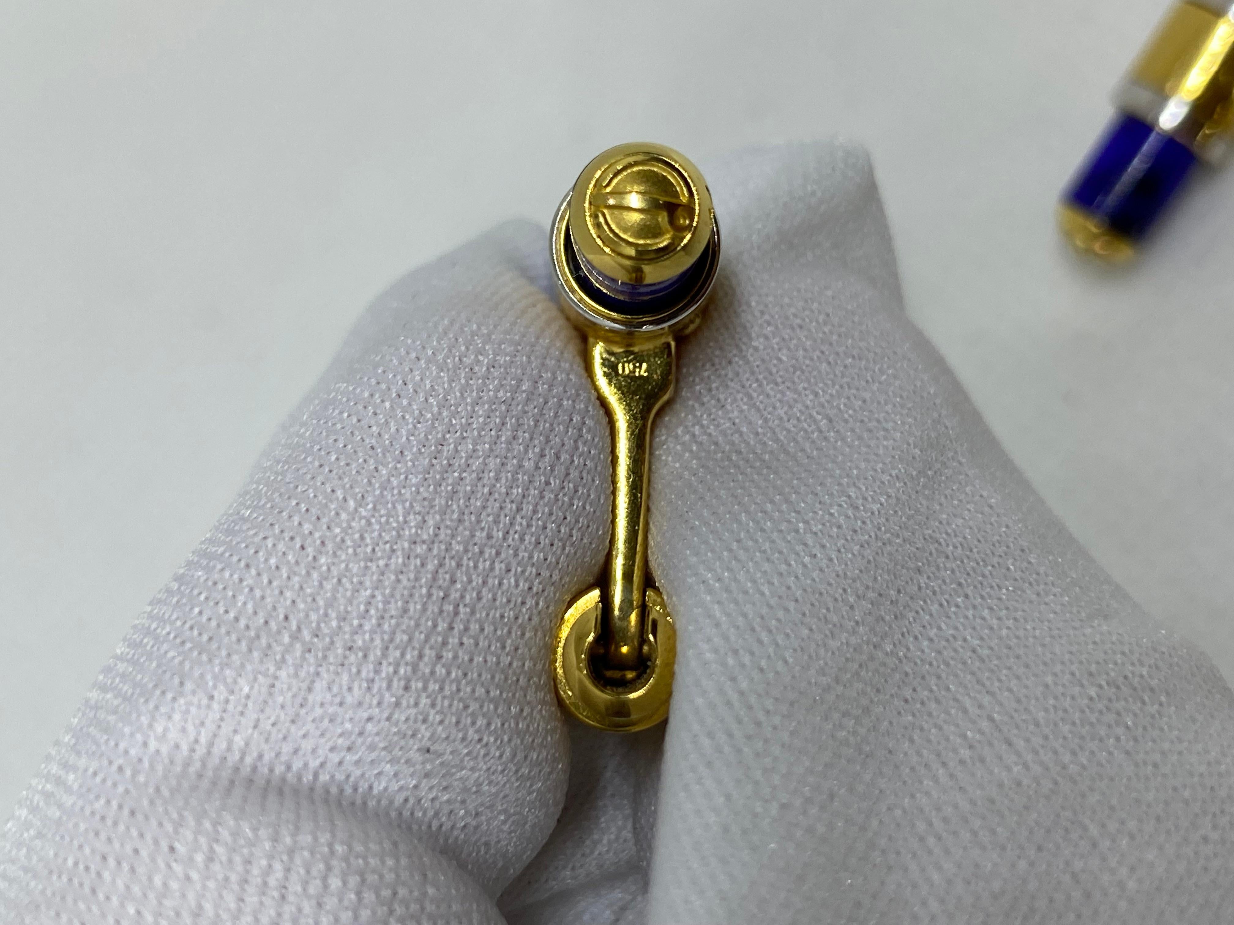 Dunhill 18K Yellow Gold Lapis Lazuli Cufflinks 2