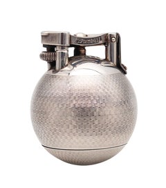 DUNHILL 1929 Ball Petrol Desk Lighter In Solid .925 Sterling Silver Guilloche