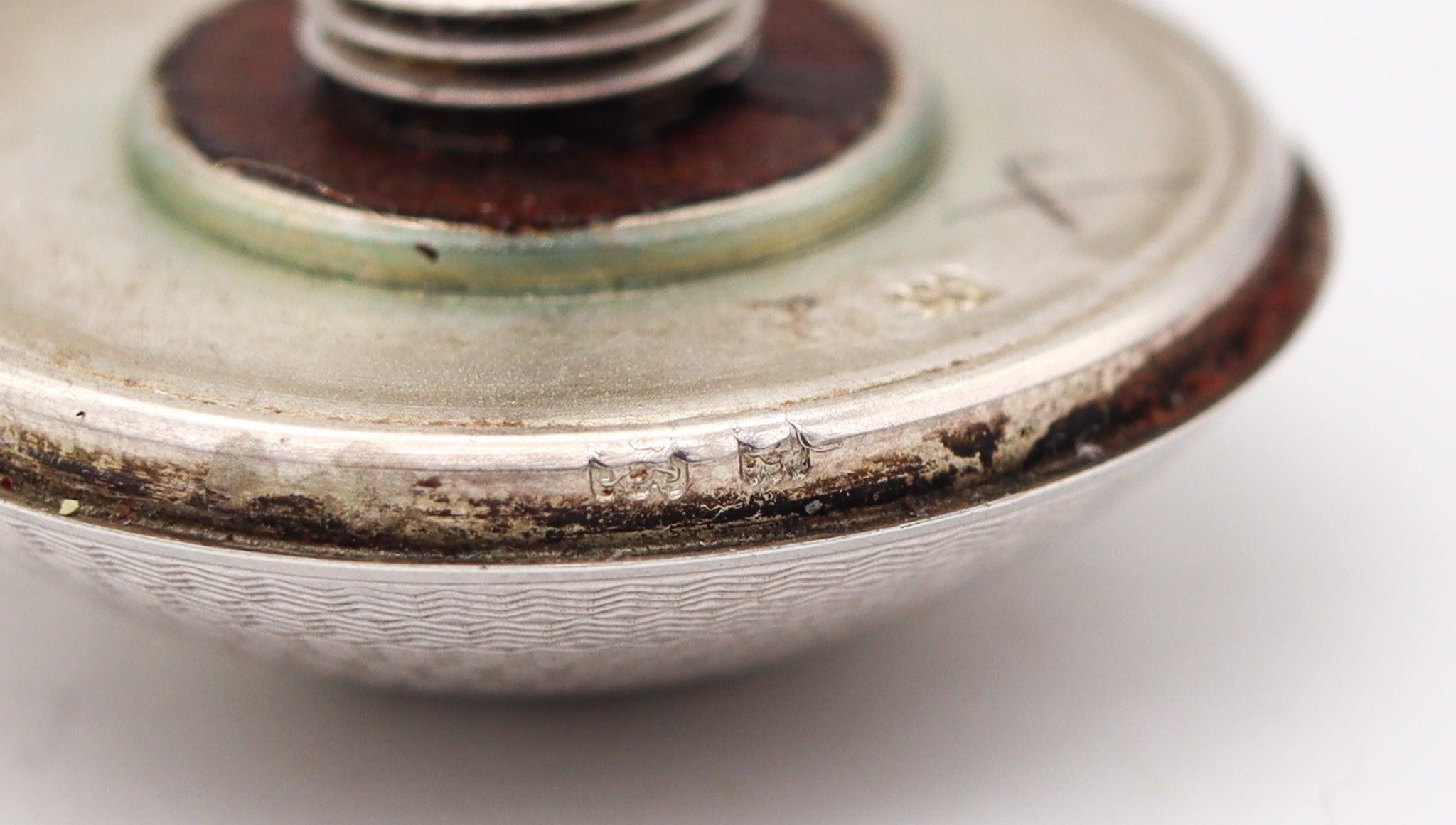DUNHILL 1929 Ball Petrol Desk Lighter Solid .925 Sterling Silver With Guilloche 5