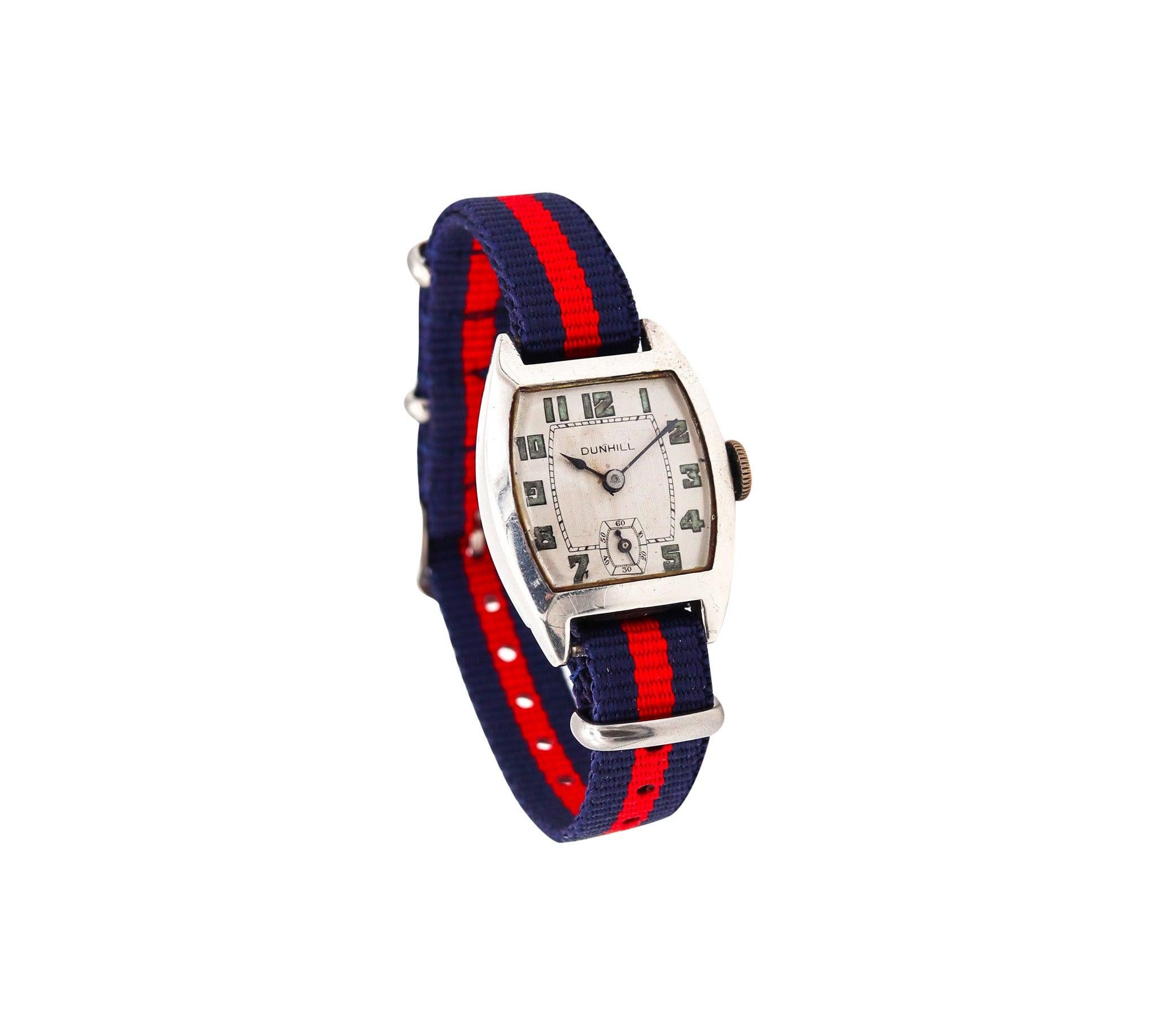 Montre-bracelet Tonneau Art Déco 1930 en argent sterling massif .925 en vente 6