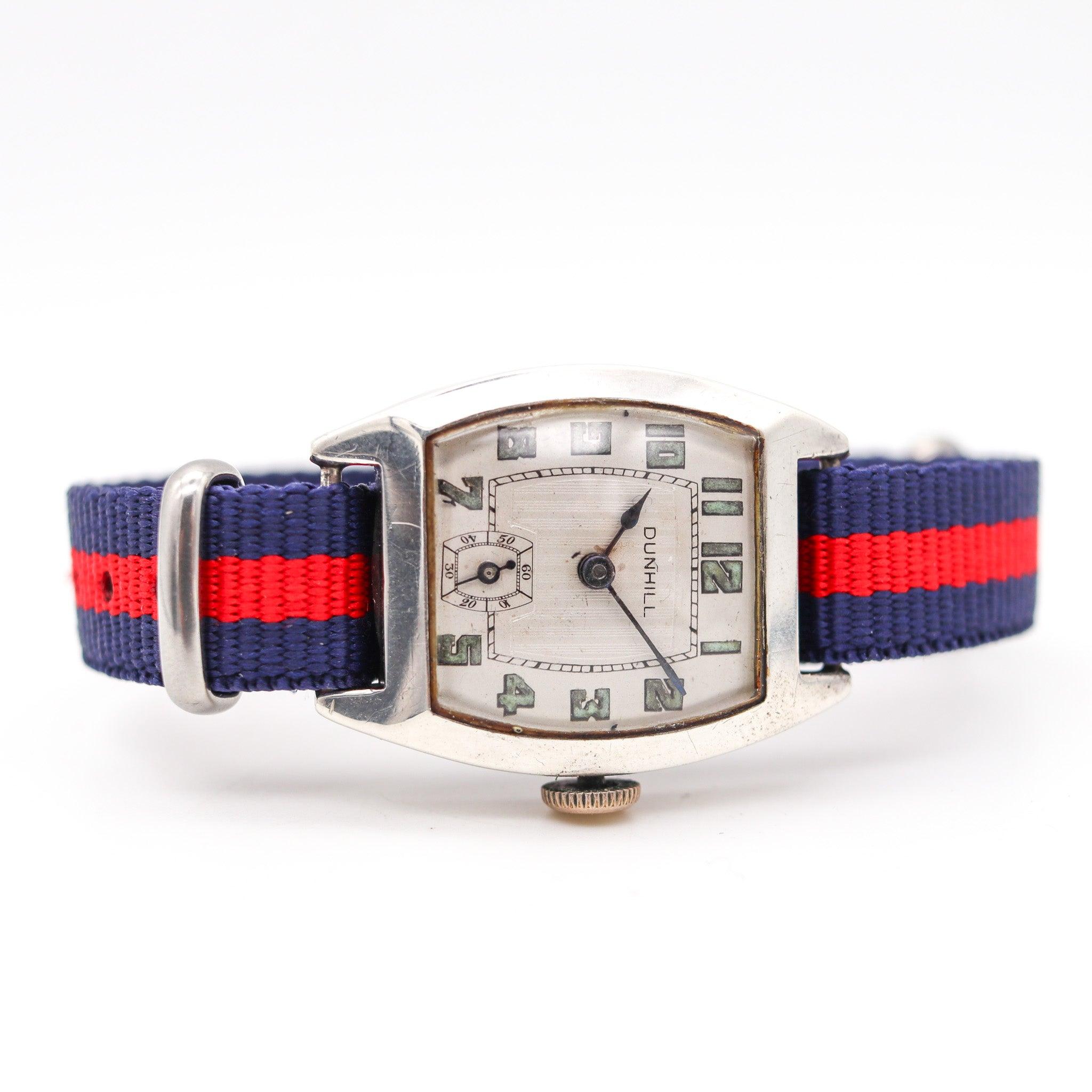 Montre-bracelet Tonneau Art Déco 1930 en argent sterling massif .925 en vente 2